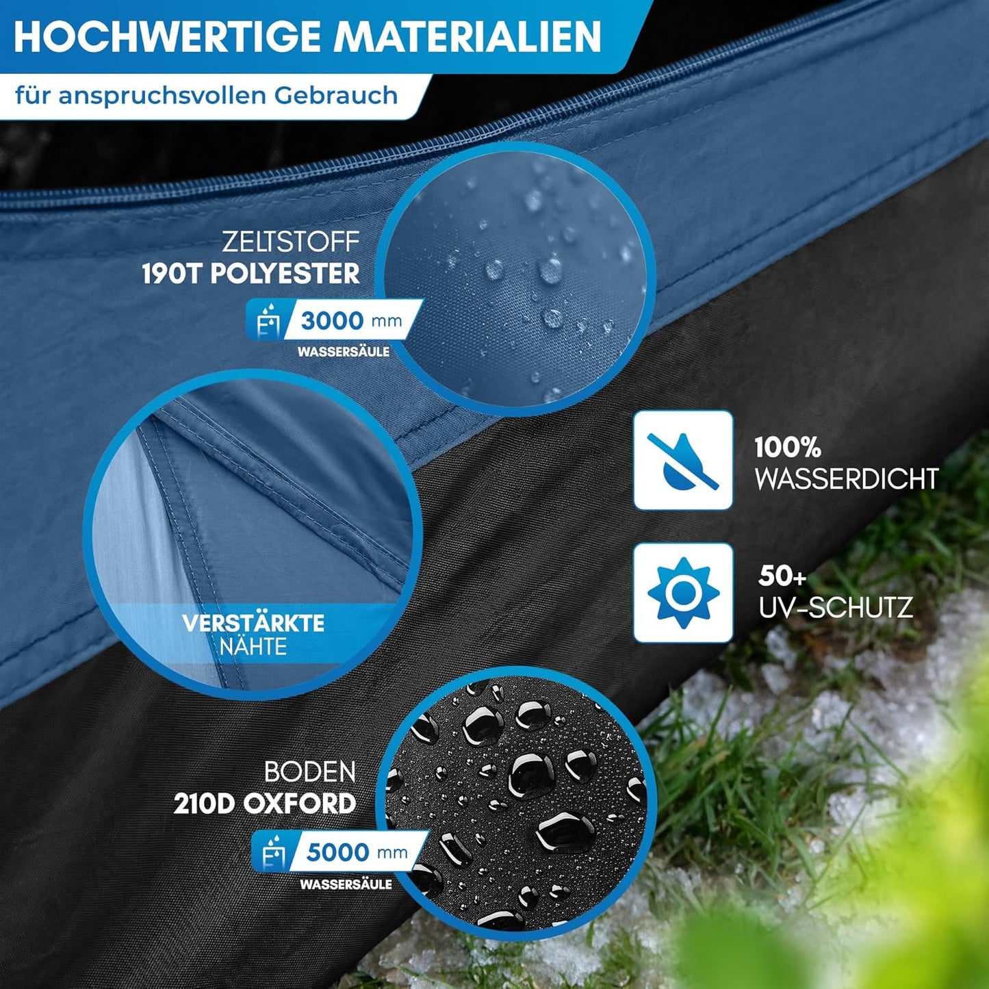 Wasserdichtes Pop-up-Wurfzelt, Blau