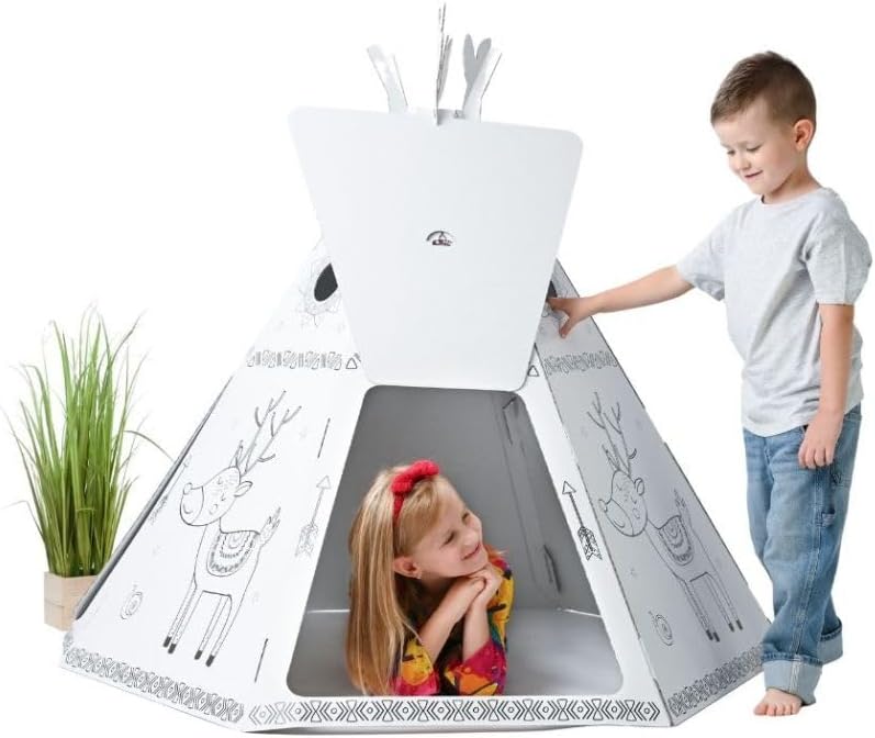 Spielzelt Tipi aus Pappe zum Bemalen und Spielen, Tipi Zelt 2