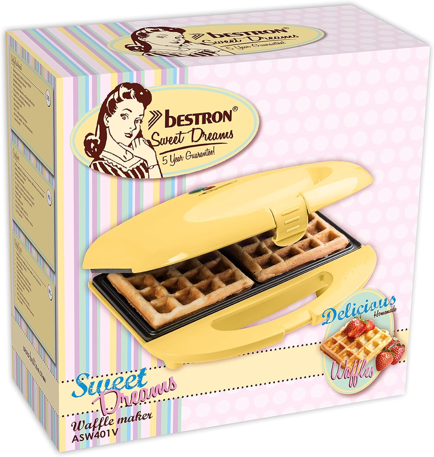 Retro Waffeleisen für Belgische Waffeln (2 Stück), Gelb