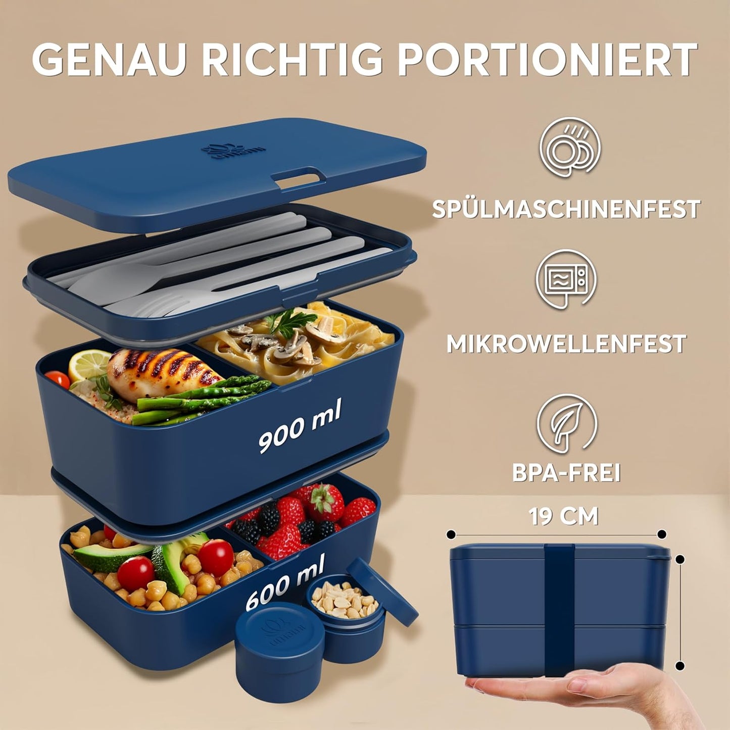 Bento Box, Mitternachtsblau L - 1500 ml