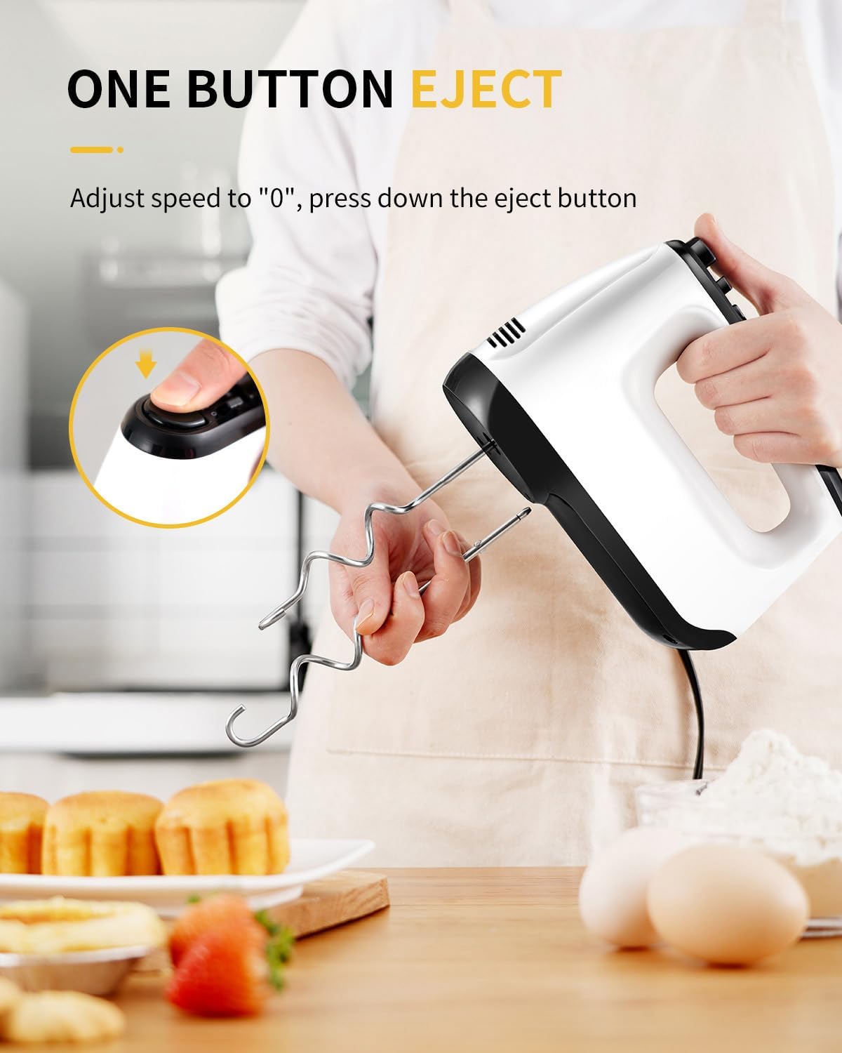Elektrischer Handmixer mit Turbo und Zubehör (400W)