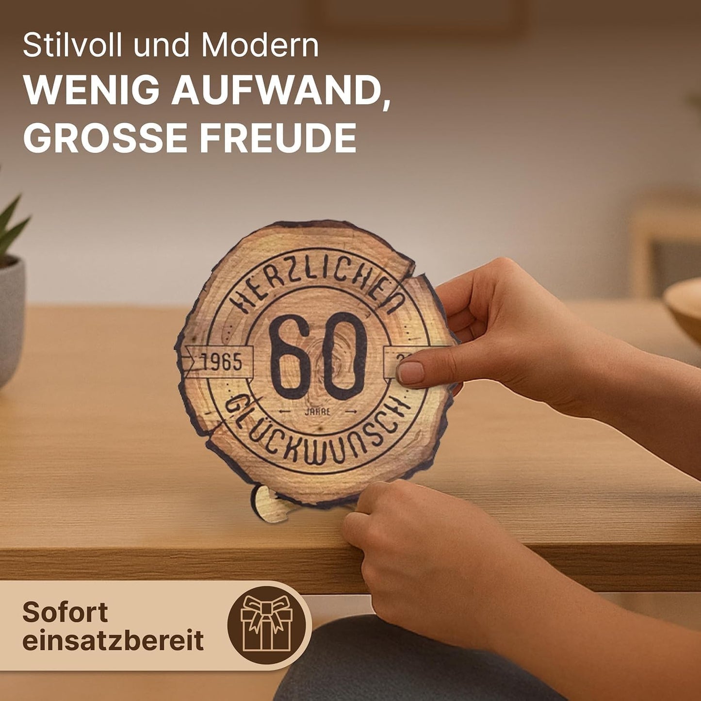 Baumscheibe mit Gravur zum 70. Geburtstag, 70 Jahre XL 30cm