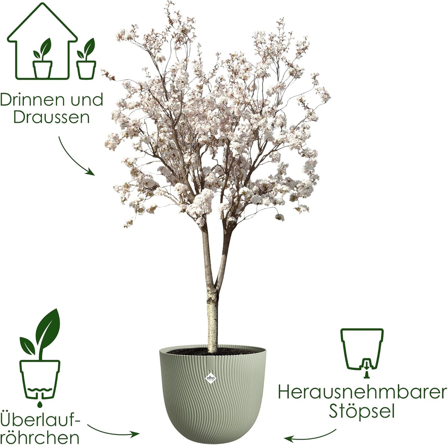 Sereh Rund Blumentopf, 60 cm Nordic Green