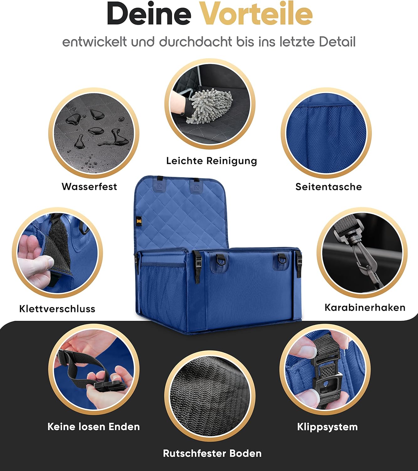 Extra Stabiler Hundeautositz, Blau