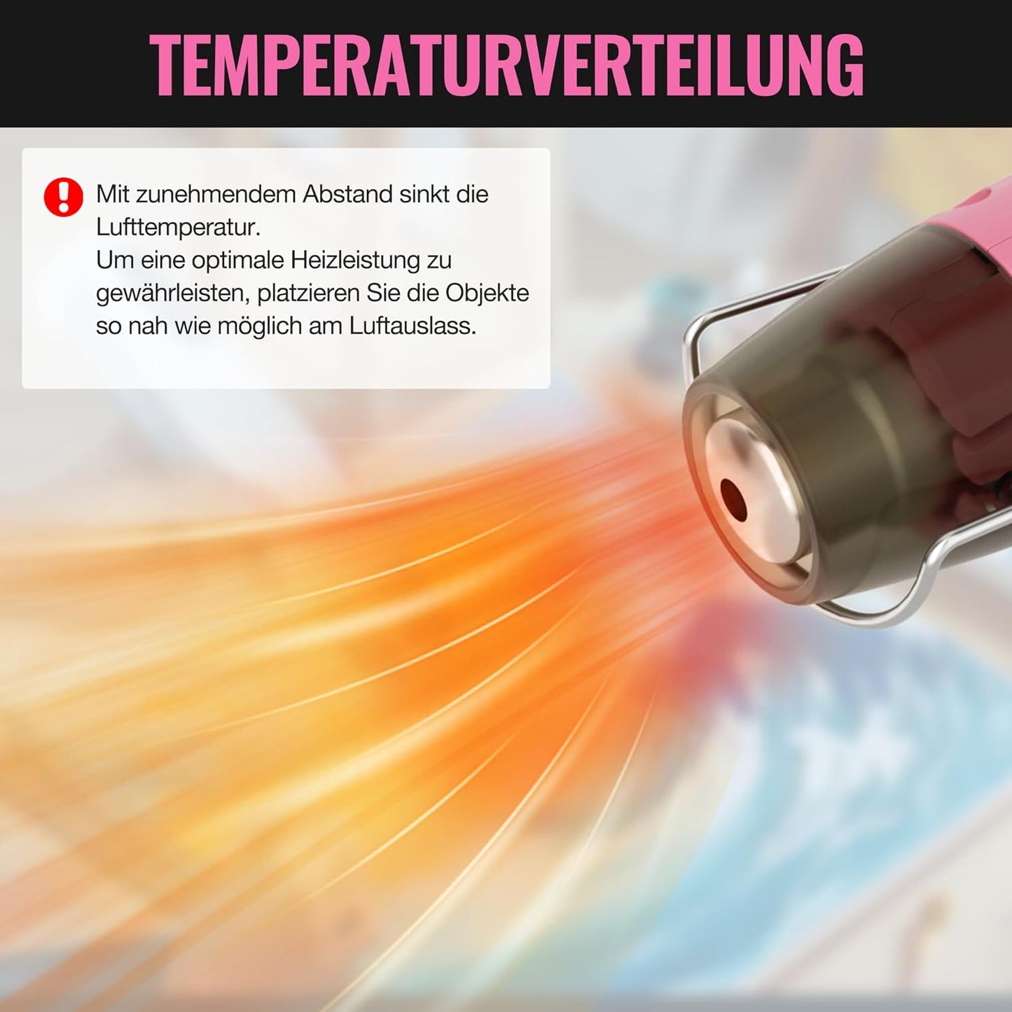 Mini-Heissluftpistole mit Schrumpfschläuchen, Rosa & Schwarz