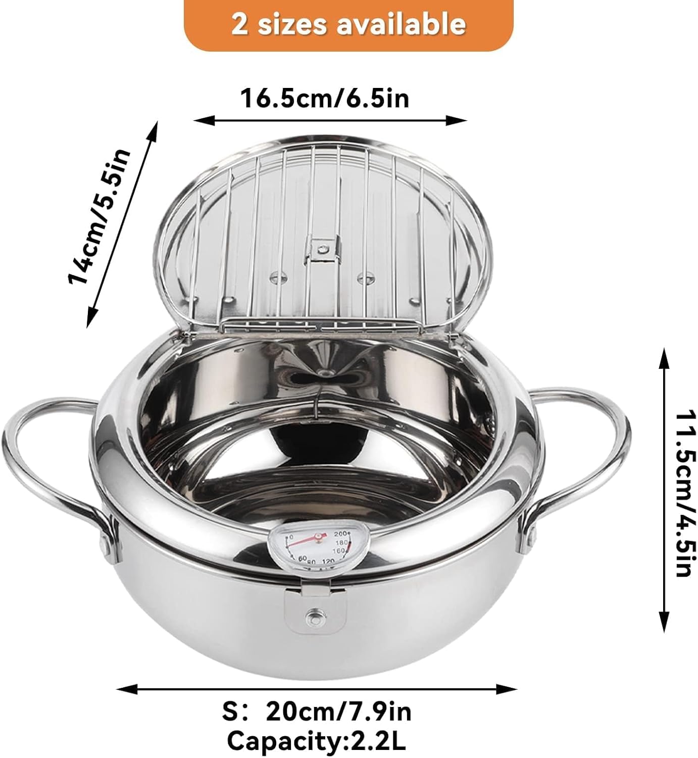 Japanischer Tempura-Frittiertopf mit Thermometer