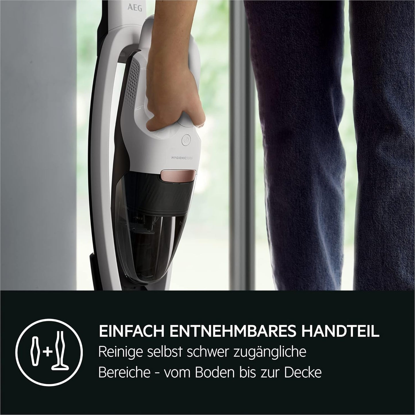 HYGIENIC 5000 AS52HP25SH - Kabelloser 2in1 Akku-Staubsauger mit Zubehör, Modell 2023 25,2V Weiss komplettes Zubehör