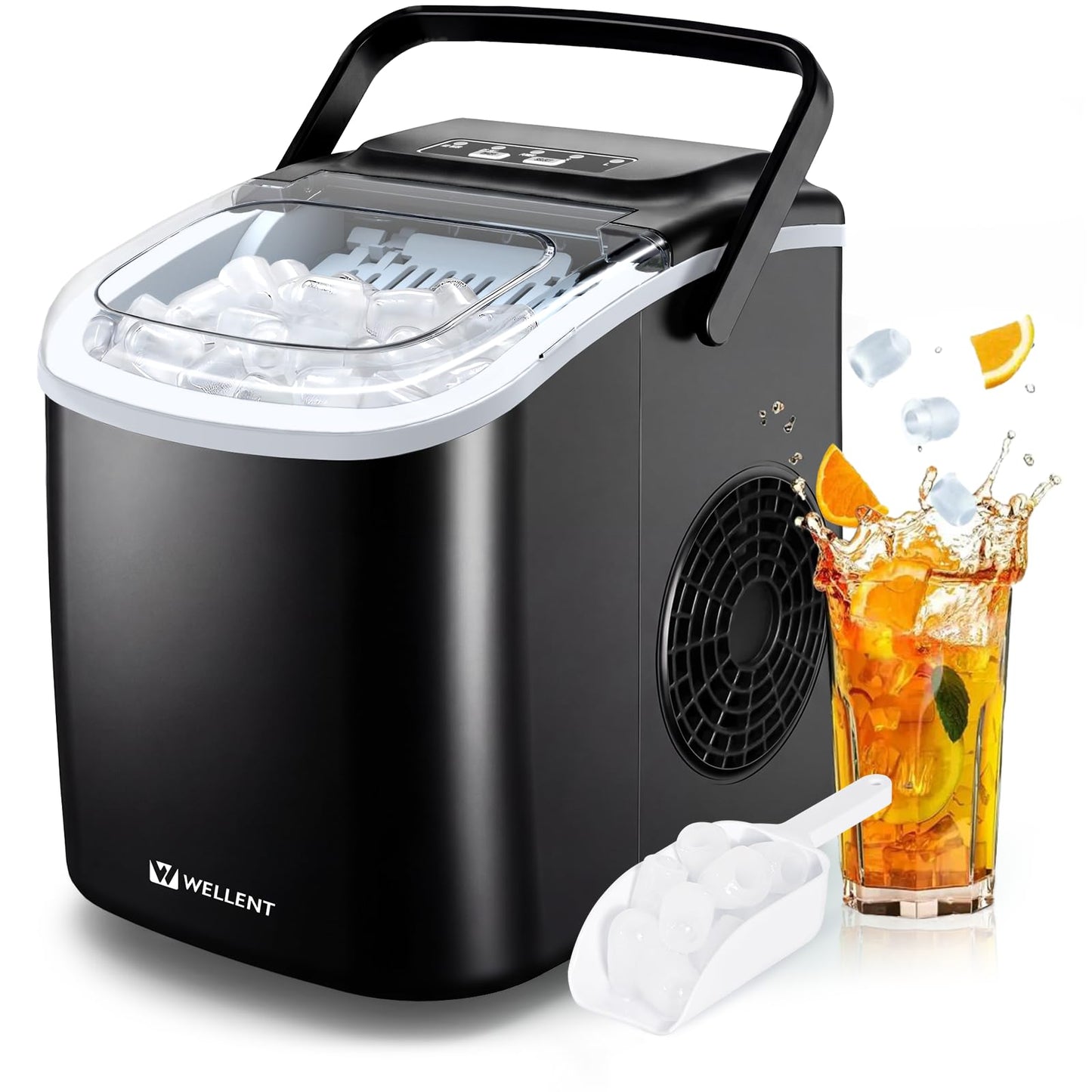 Eiswürfelmaschine mit Selbstreinigung, Schwarz