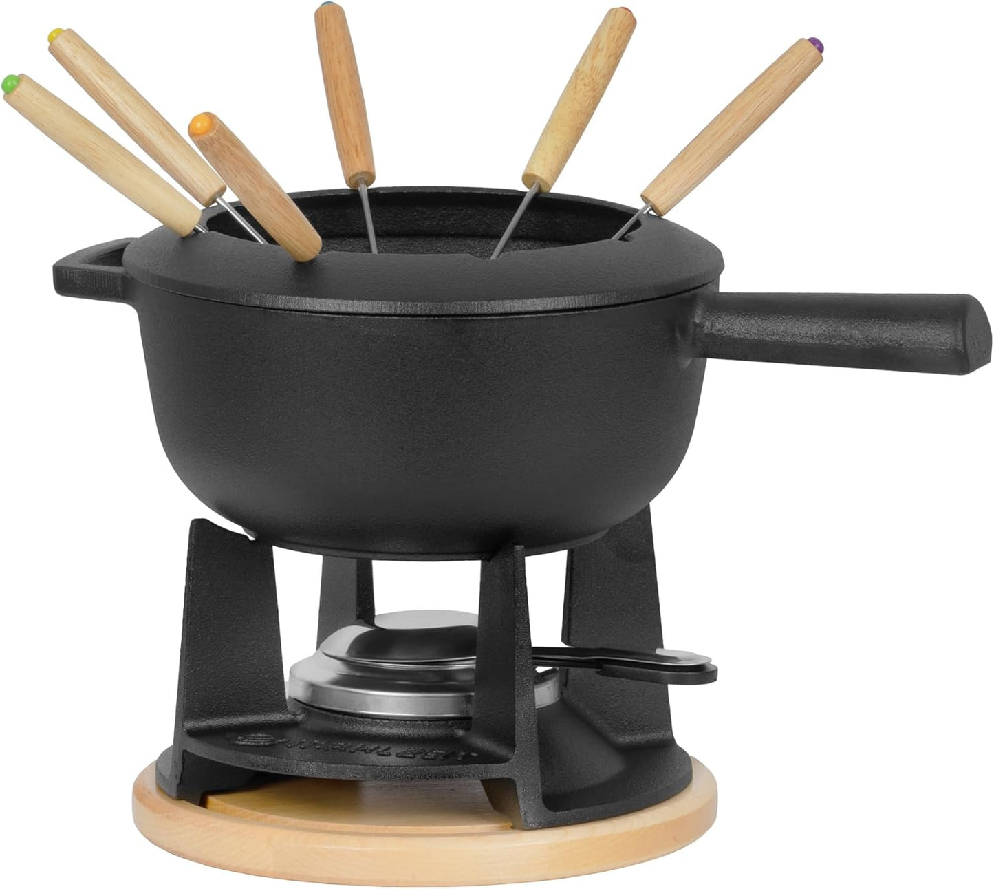 13-teiliges Fondue-Set für 6 Personen, Schwarz / Preseasoned
