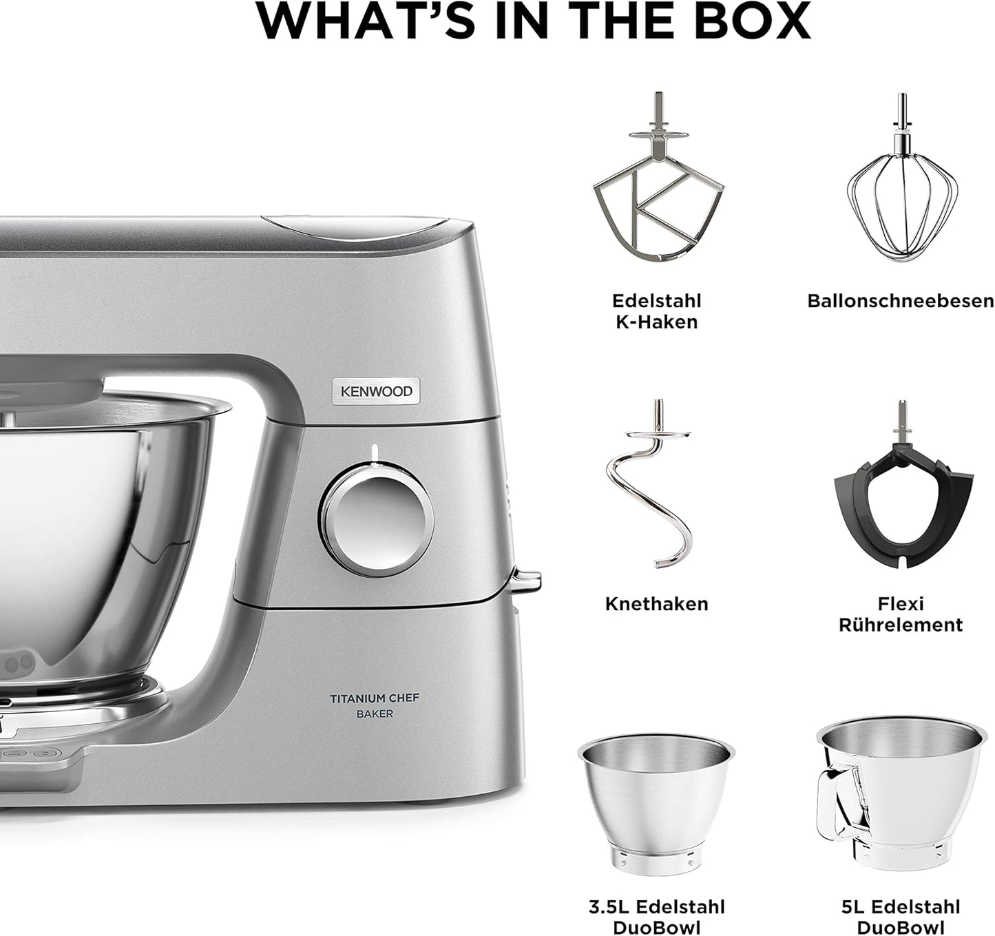 Titanium Chef Küchenmaschine mit Waage, 2 Schalen