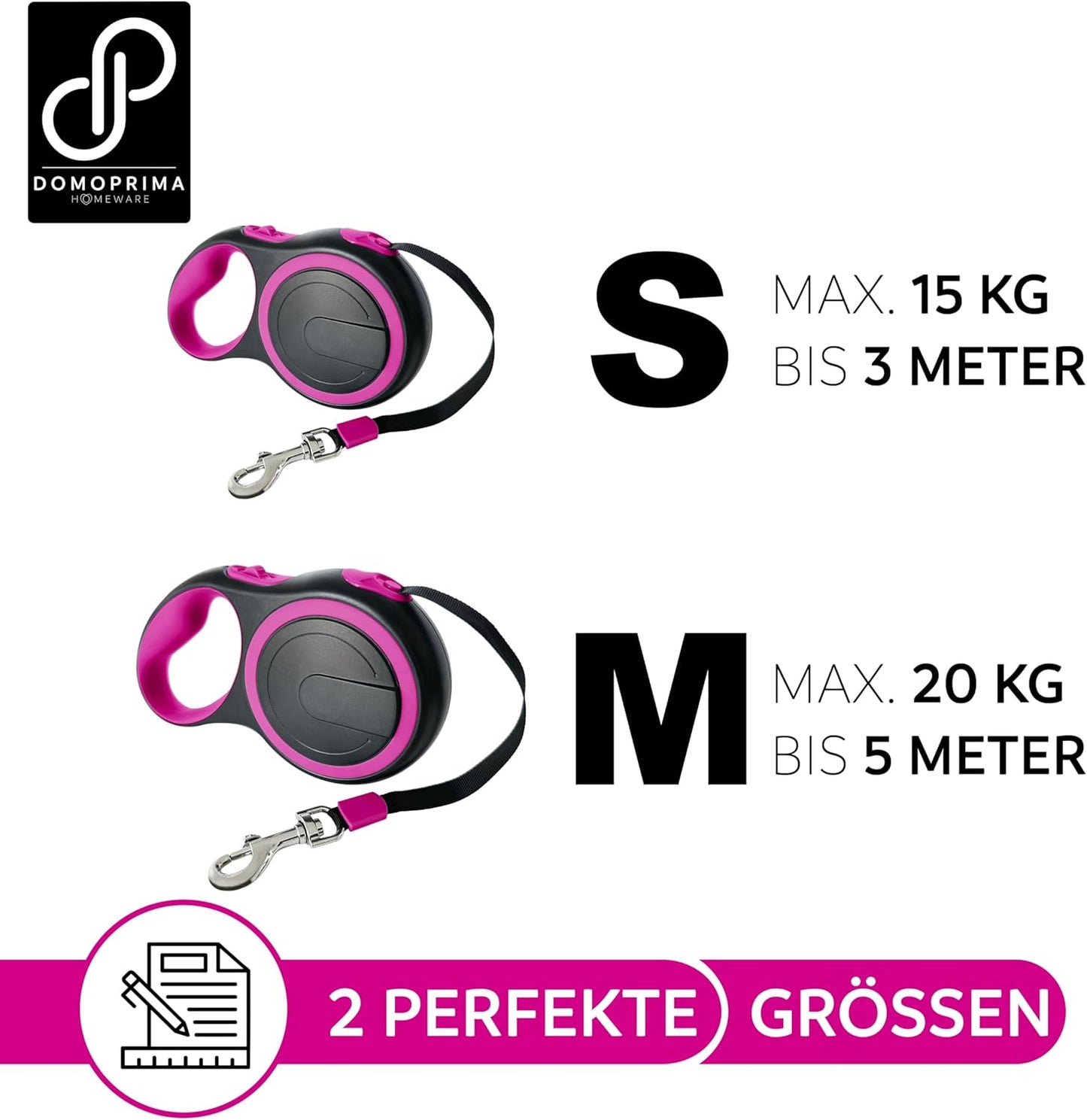 Rollleine, 5m, bis 20 kg, Pink M