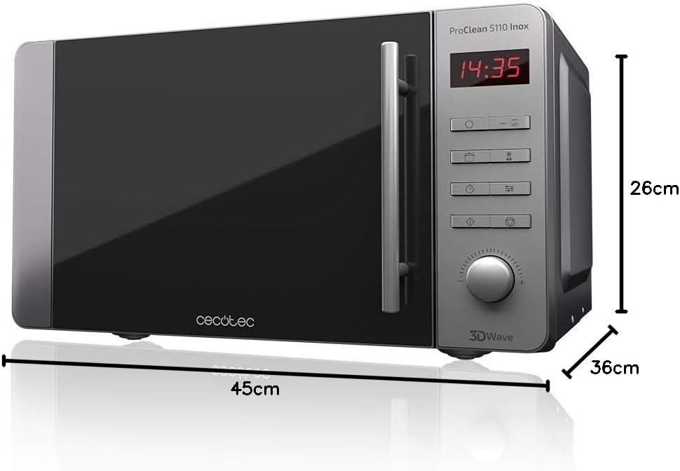 Mikrowelle Pro Clean 5110 mit Grillfunktion, Inox 20 L Digital mit Grill
