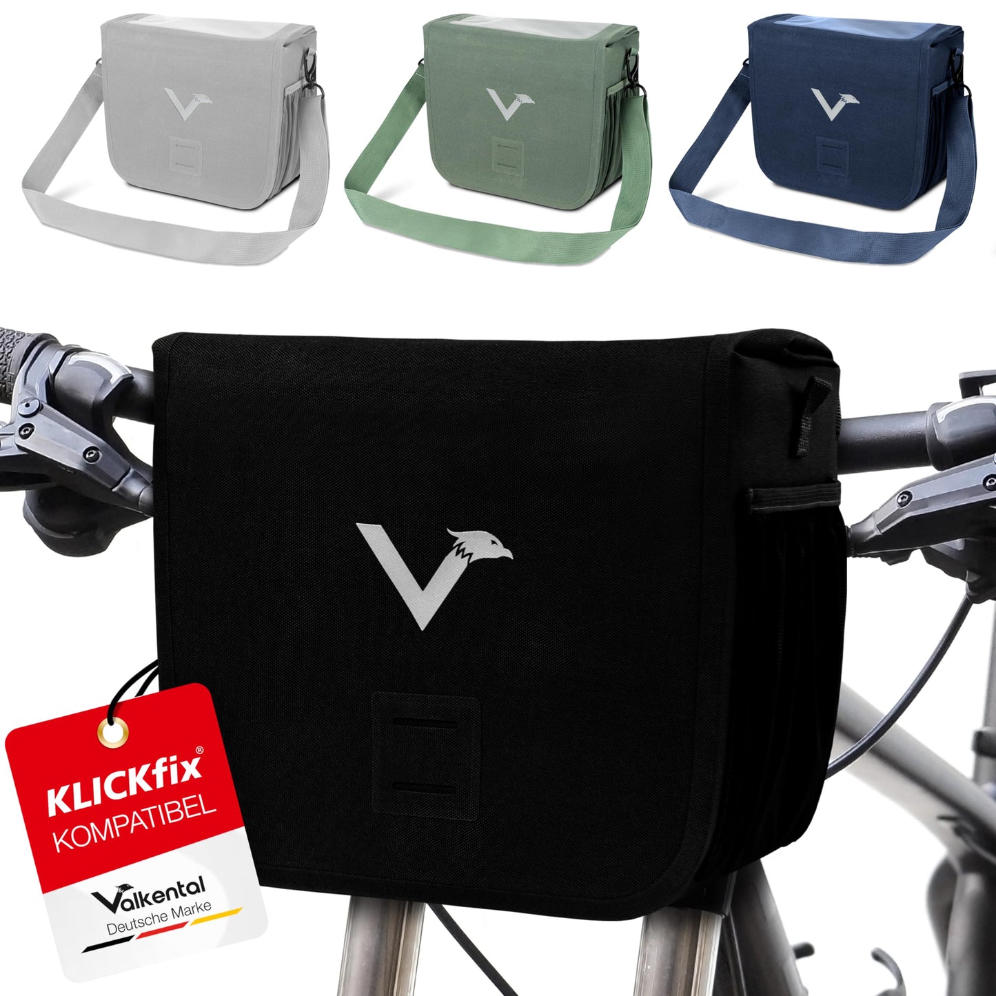 Lenkertasche mit Handyfach, Schwarz Einzeln