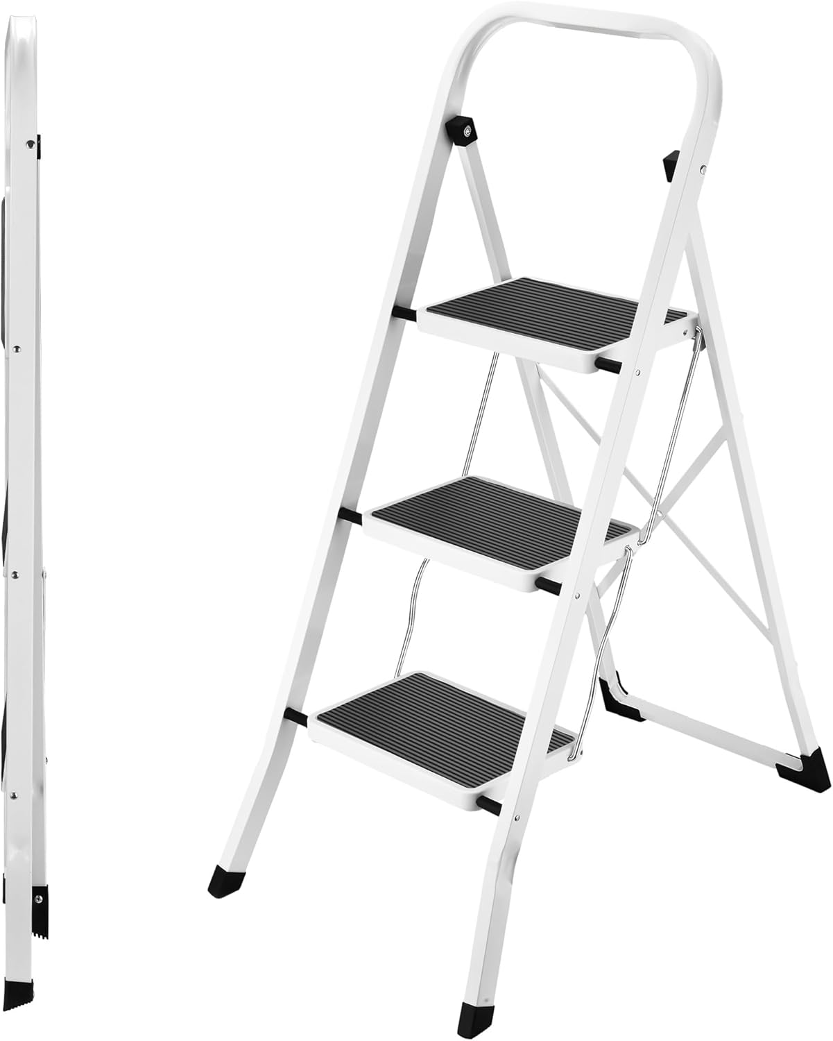 Klappbare Trittleiter, Weiss 3-Stufen