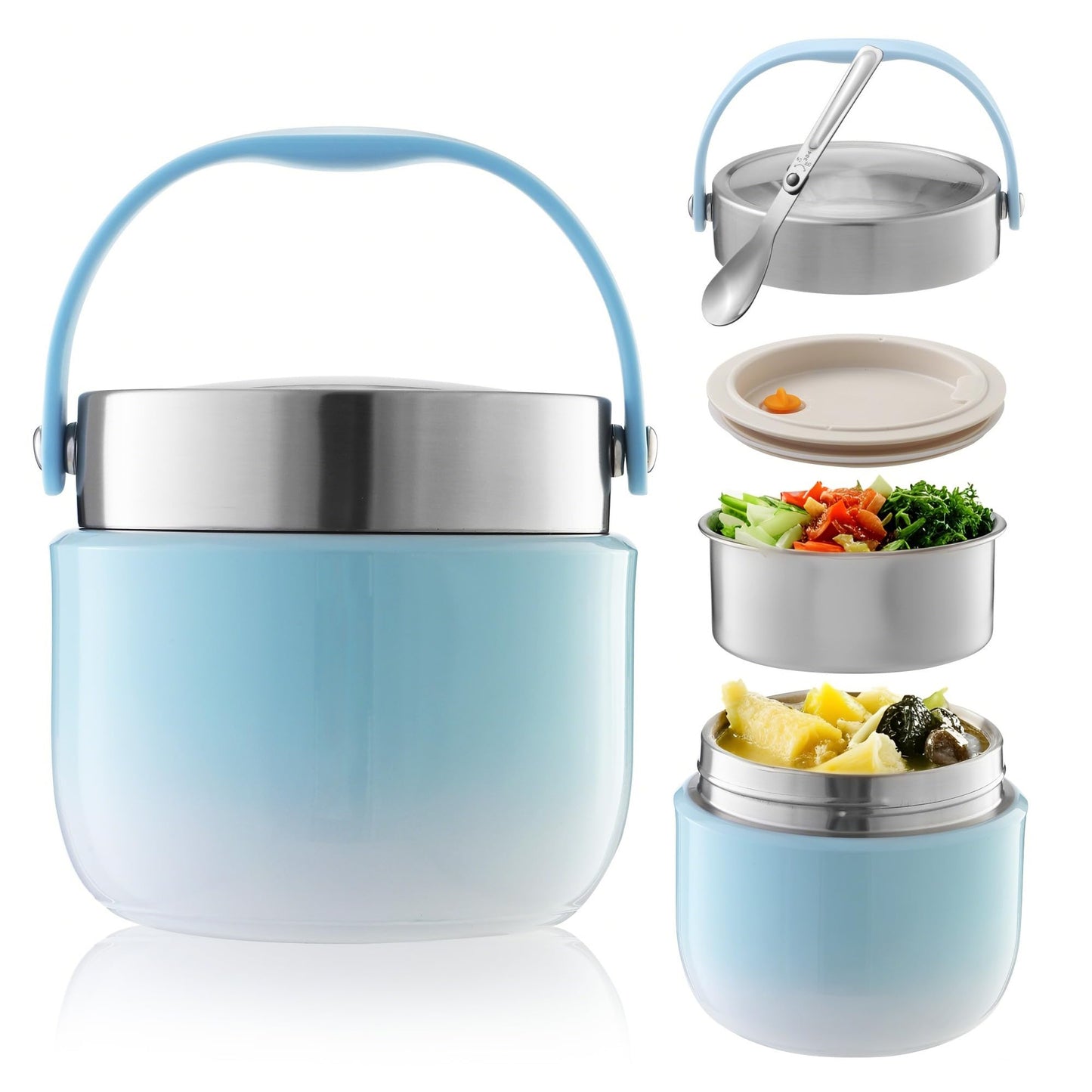 Thermobehälter für Essen 1200ml Warmhaltebox, Blau