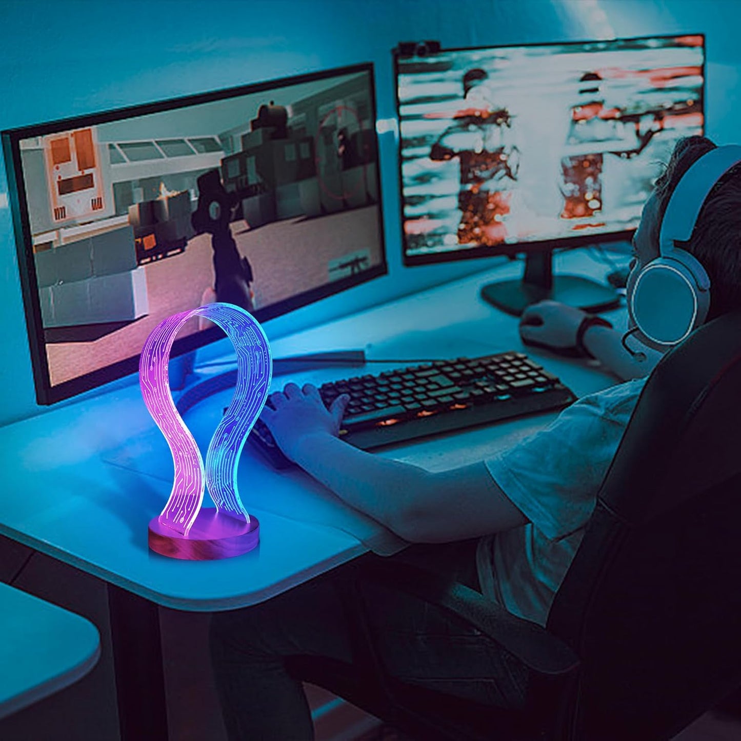 Kopfhörerständer mit LED, Wooden Color- PCB