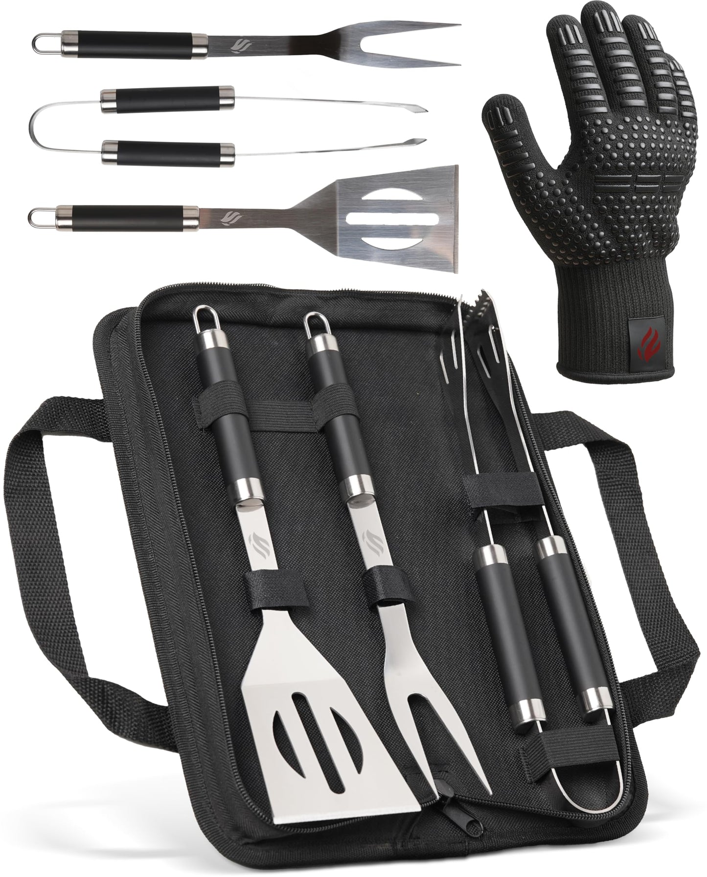 4-teiliges Grill Zubehör Set mit Tasche