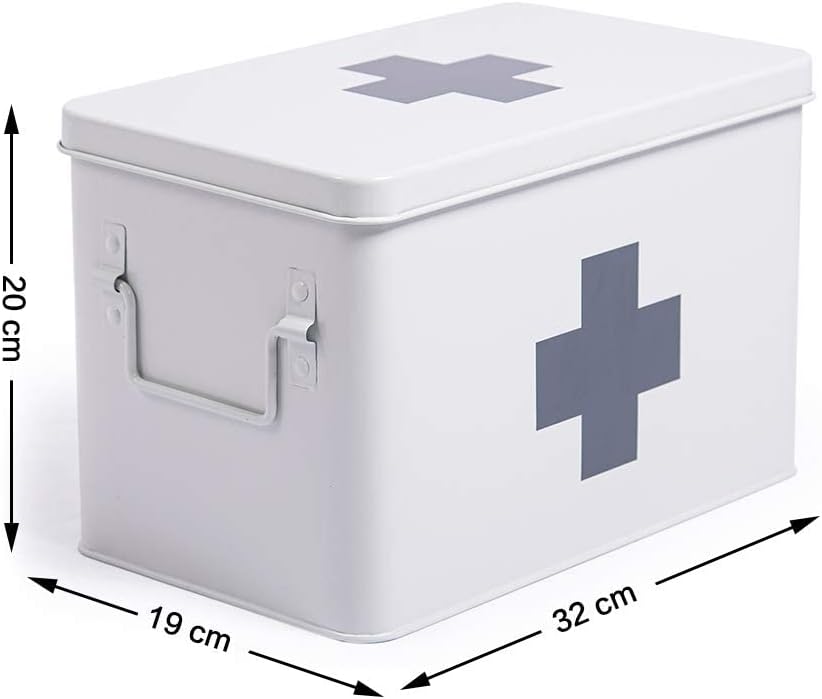 Erste Hilfe Kasten Retro Design, Weiss-32cm