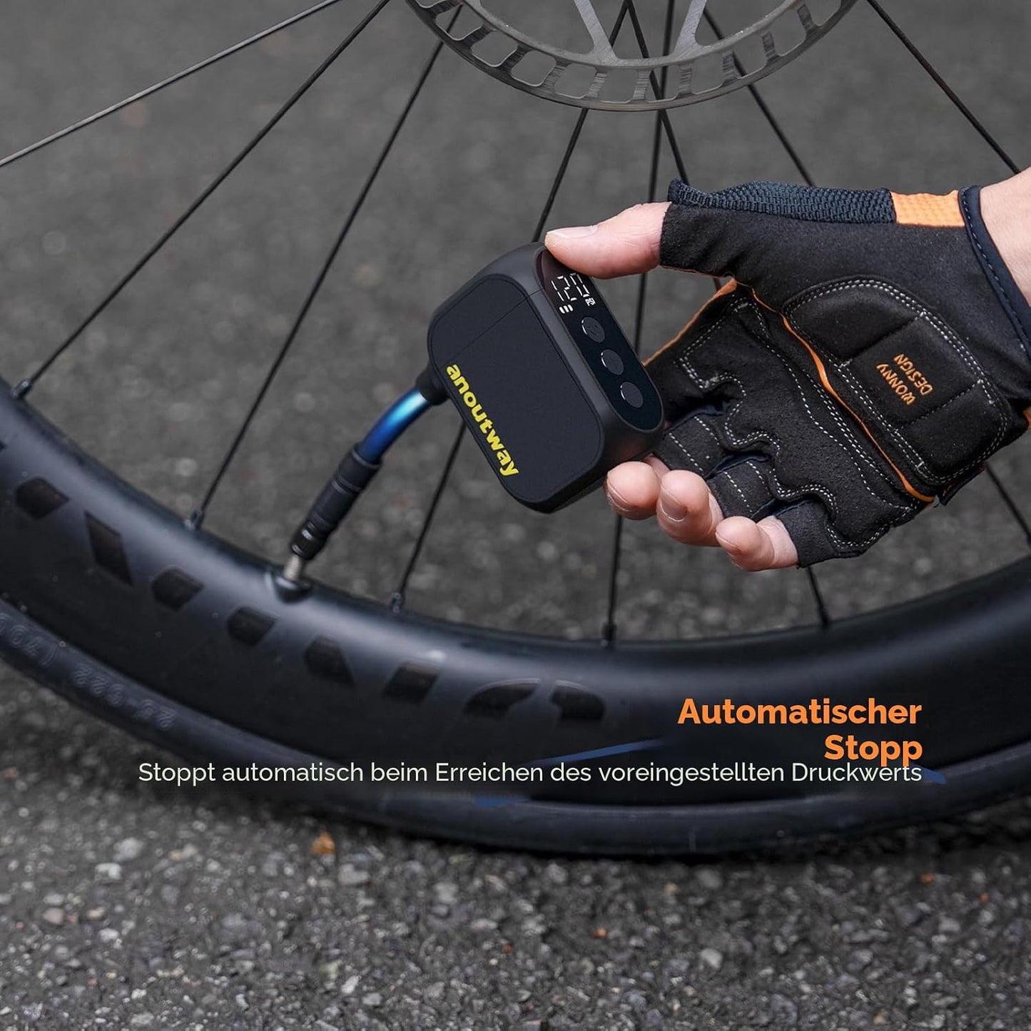 Elektrische Mini-Fahrradpumpe mit Manometer, AT1 PRO