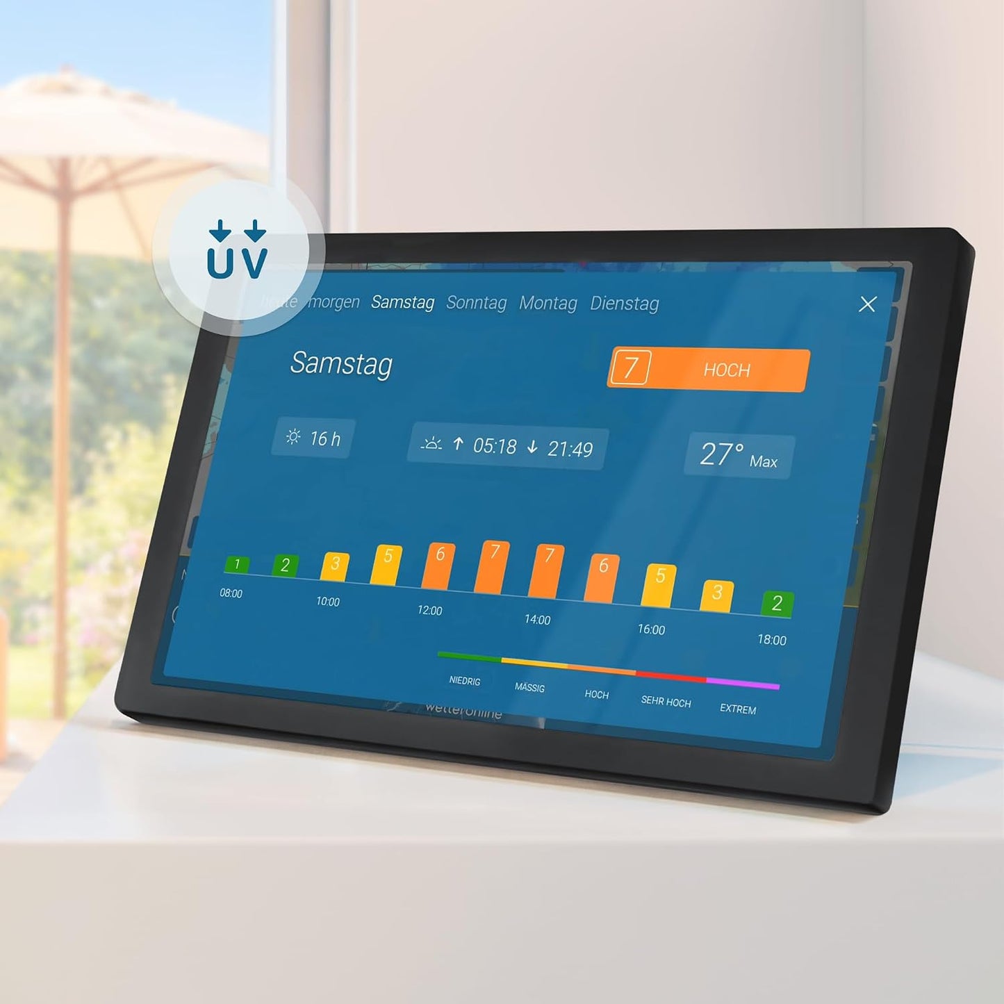 WLAN-Wetterstation mit HD-Display und WetterRadar, schwarz
