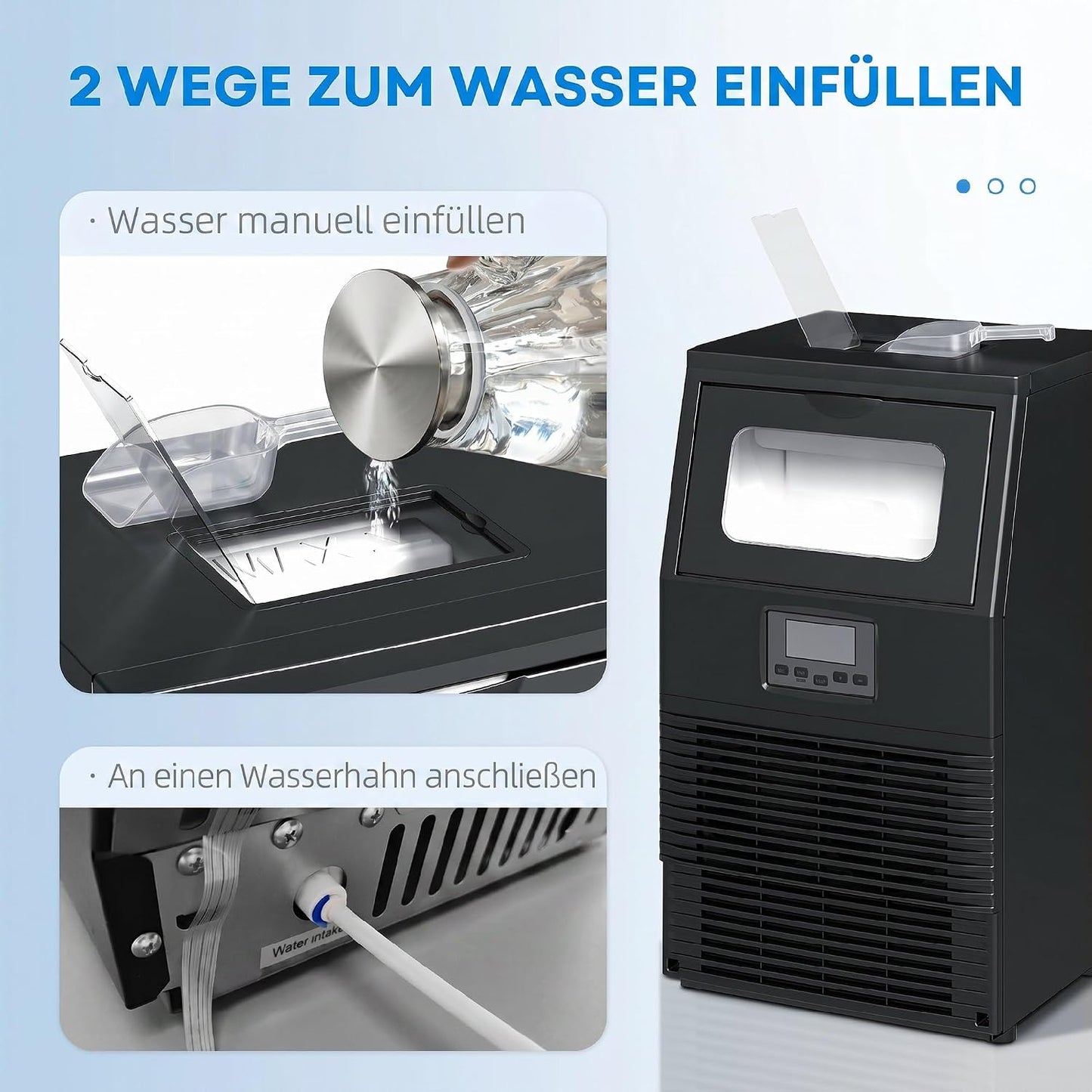 Eiswürfelmaschine mit Selbstreinigung und Timer