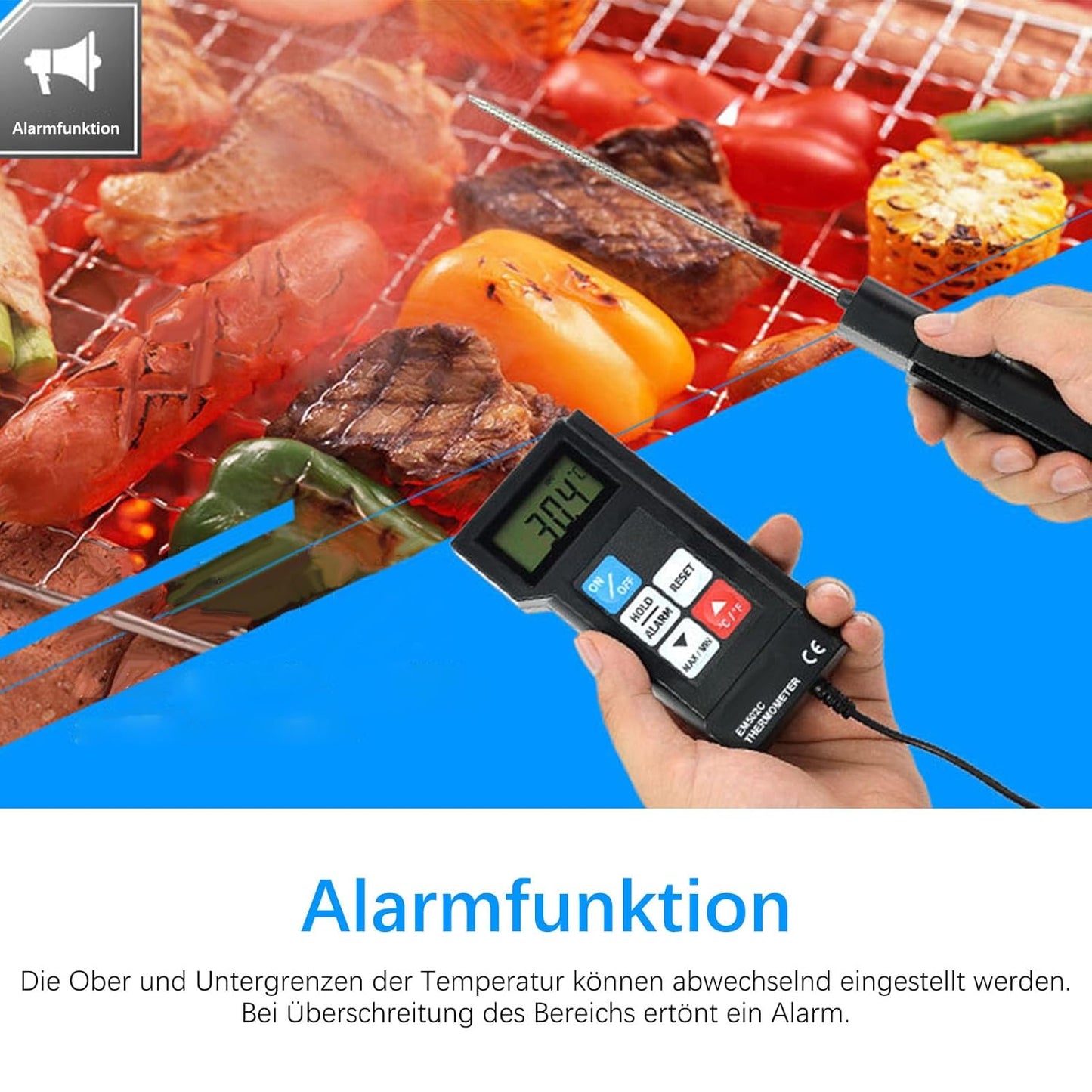 Digitales Hochpräzisions-Thermometer EM502C mit Fühler