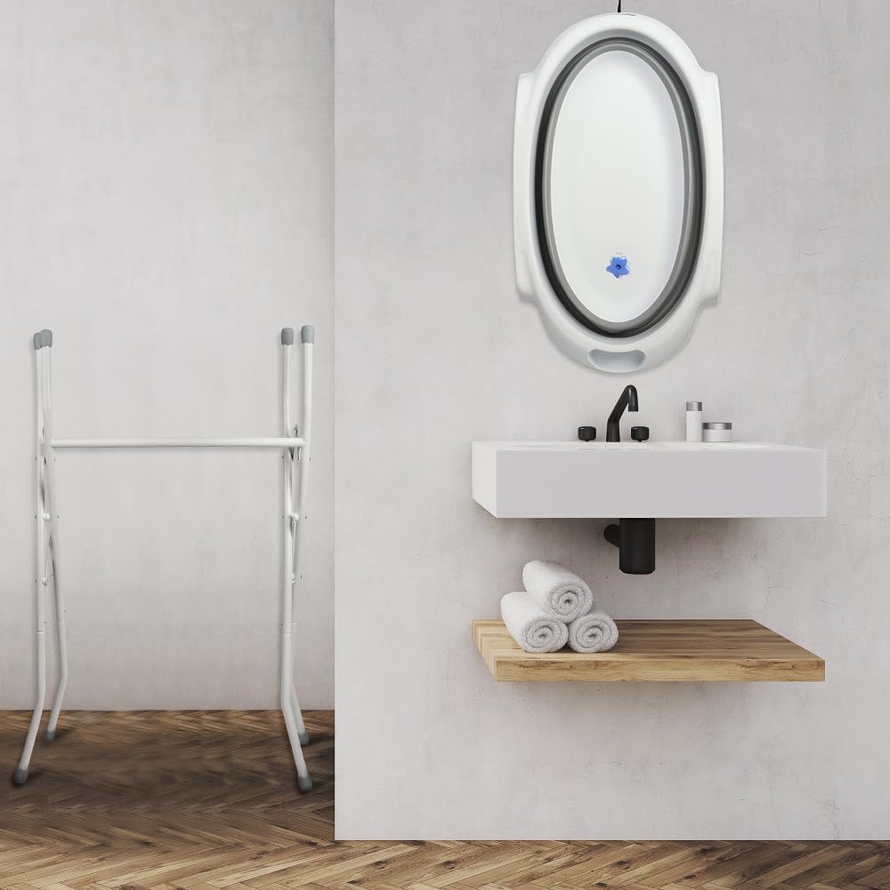 Faltbare Babybadewanne mit Gestell, 66 x 61 x 82 cm (grau)