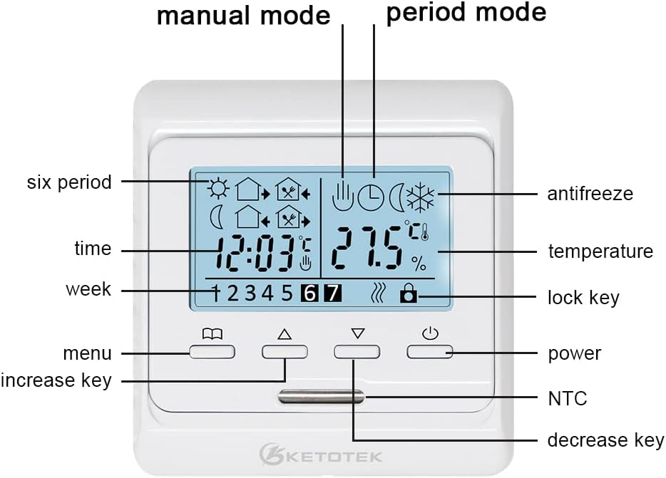Digital Thermostat, 16A Elektrische Fussbodenheizung