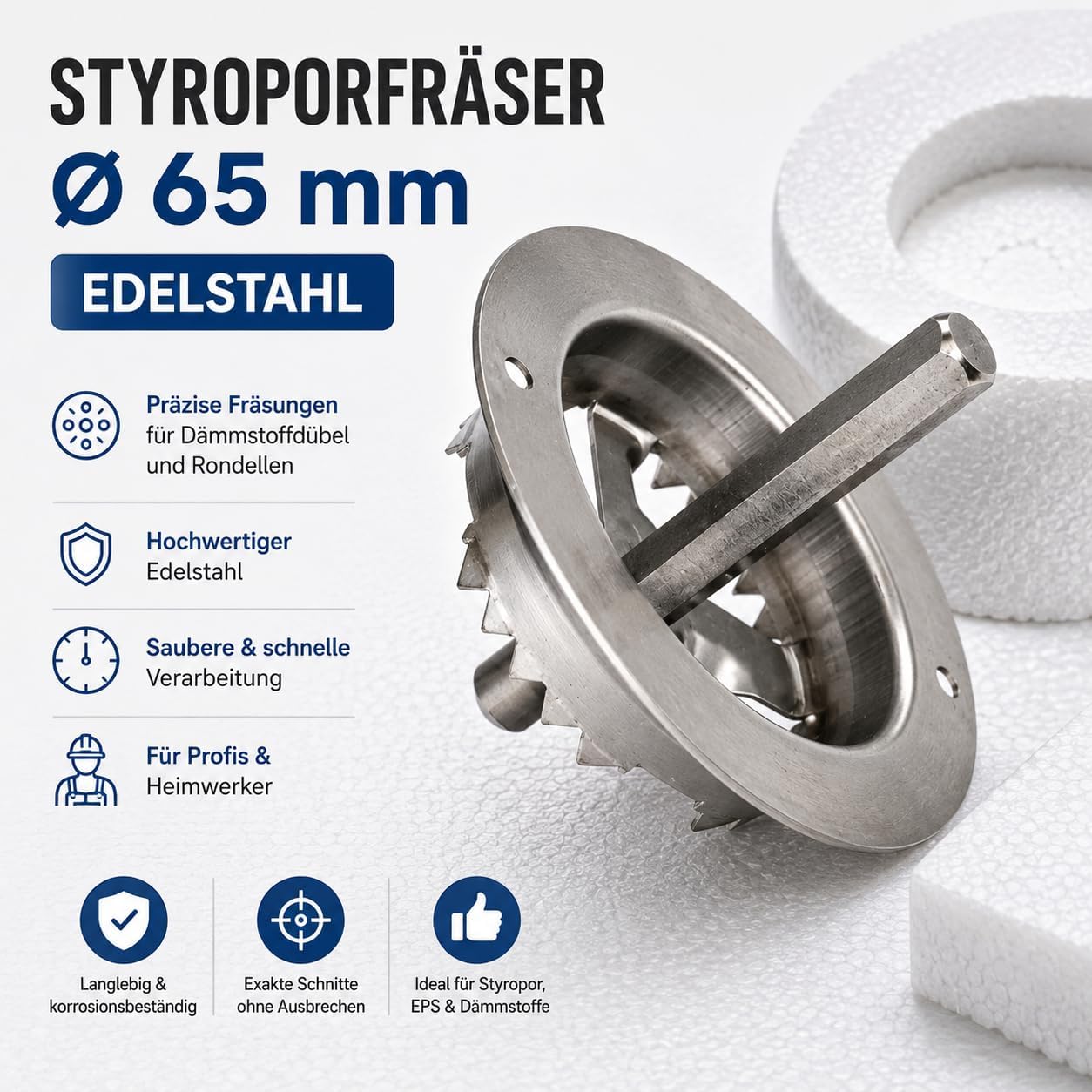 Styroporfräser für Dämmstoffdübel