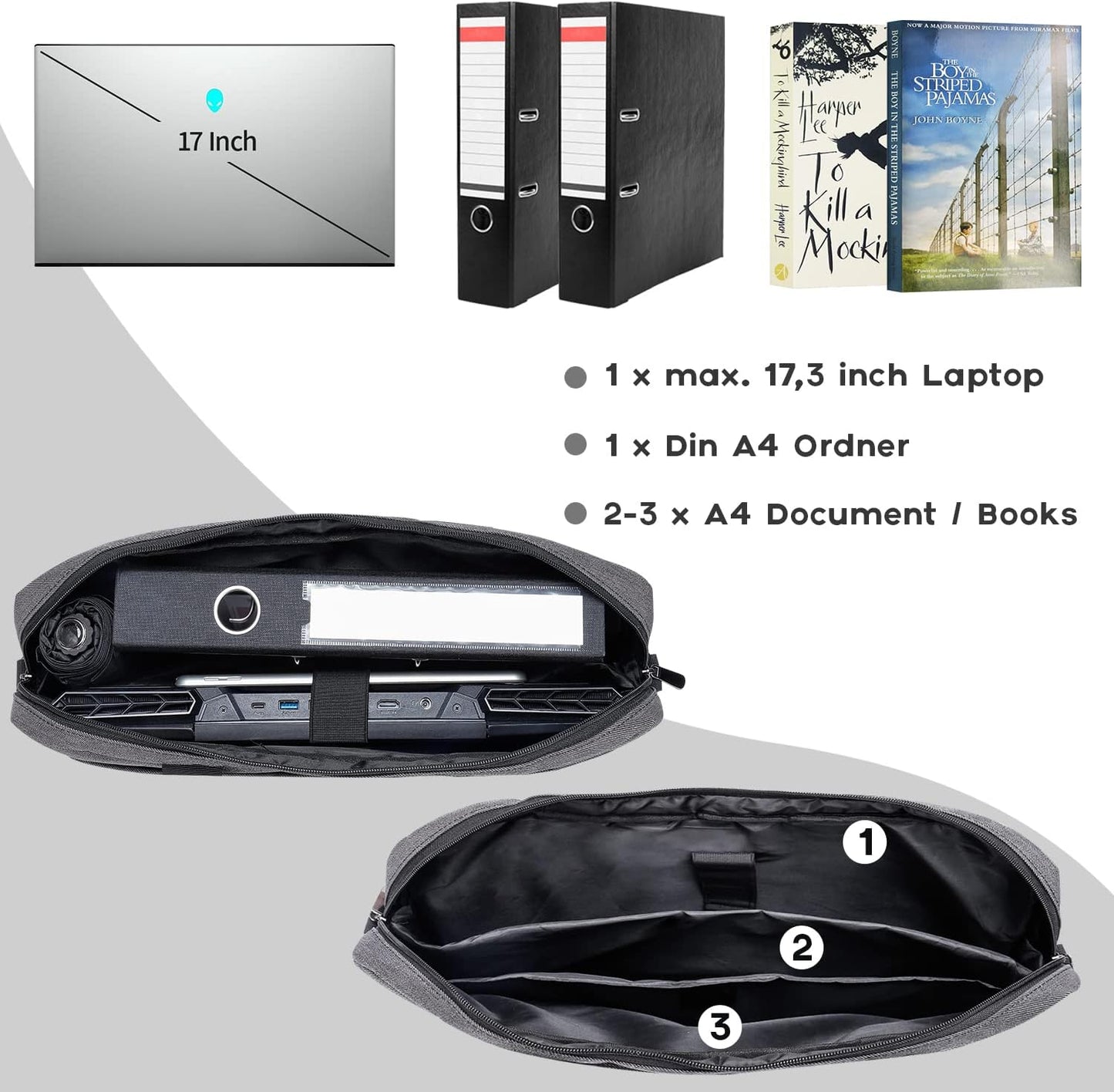 Laptoptasche für 17-17,3 Zoll Notebooks, Grau ;  17-17,3 Zoll