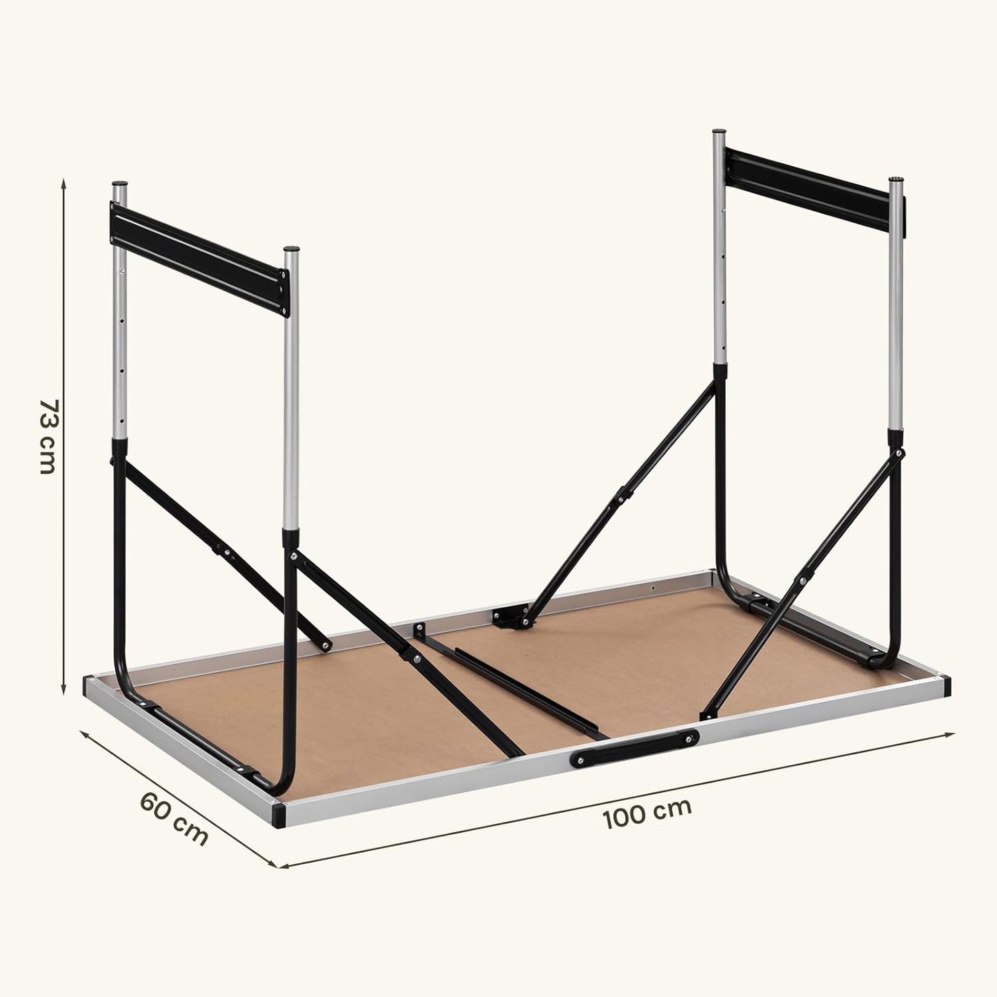 Höhenverstellbarer Alu-Campingtisch, 100x60 cm, 100 x 60 cm Eiche
