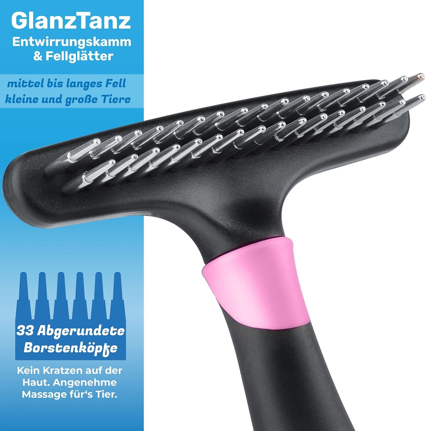 Fellentwirrer / Entfilzer für Langhaar-Haustiere, Version 1.0 Rosa