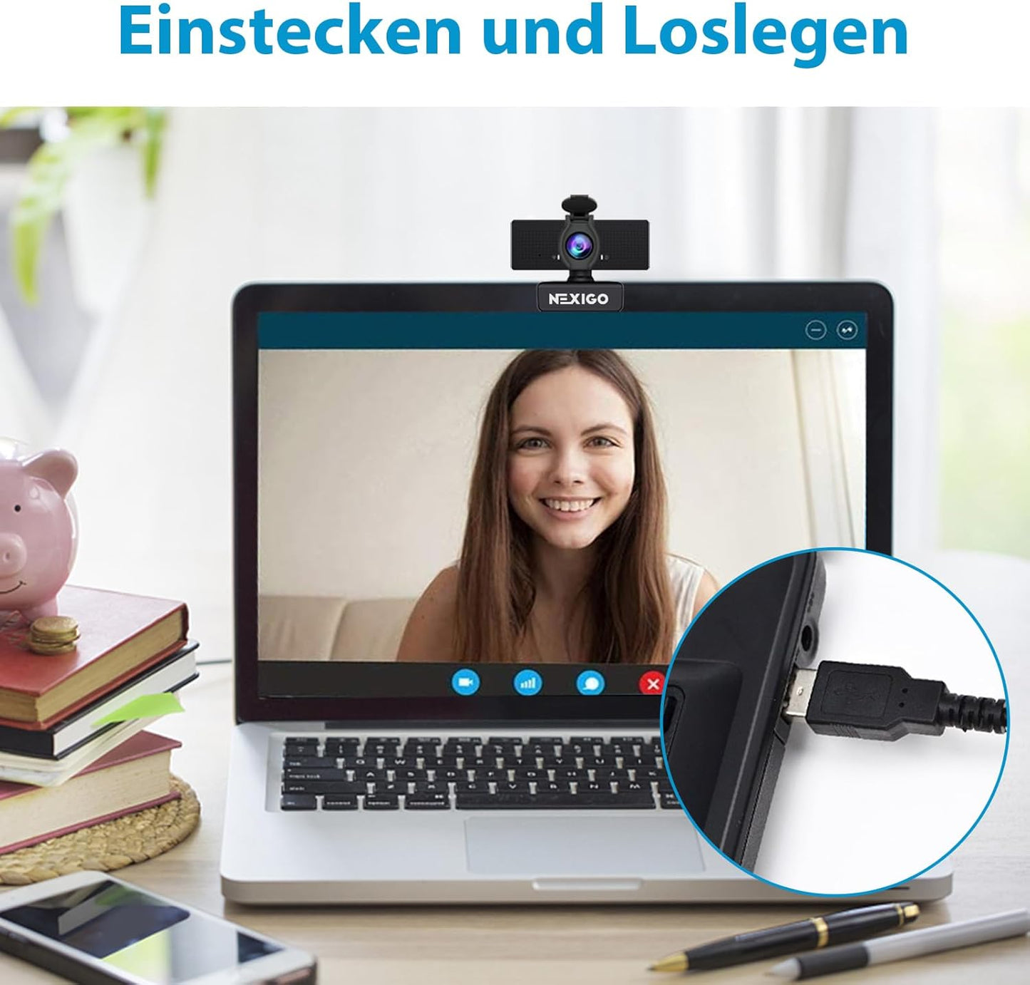 HD-Webcam 1080P mit Mikrofon, 1080P Webcam