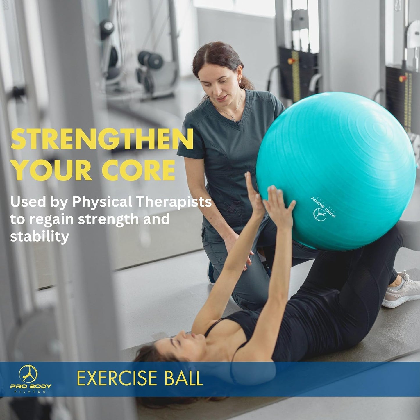 Pilates- und Gymnastikball 75 cm für Training und Therapie, Silber 75 cm