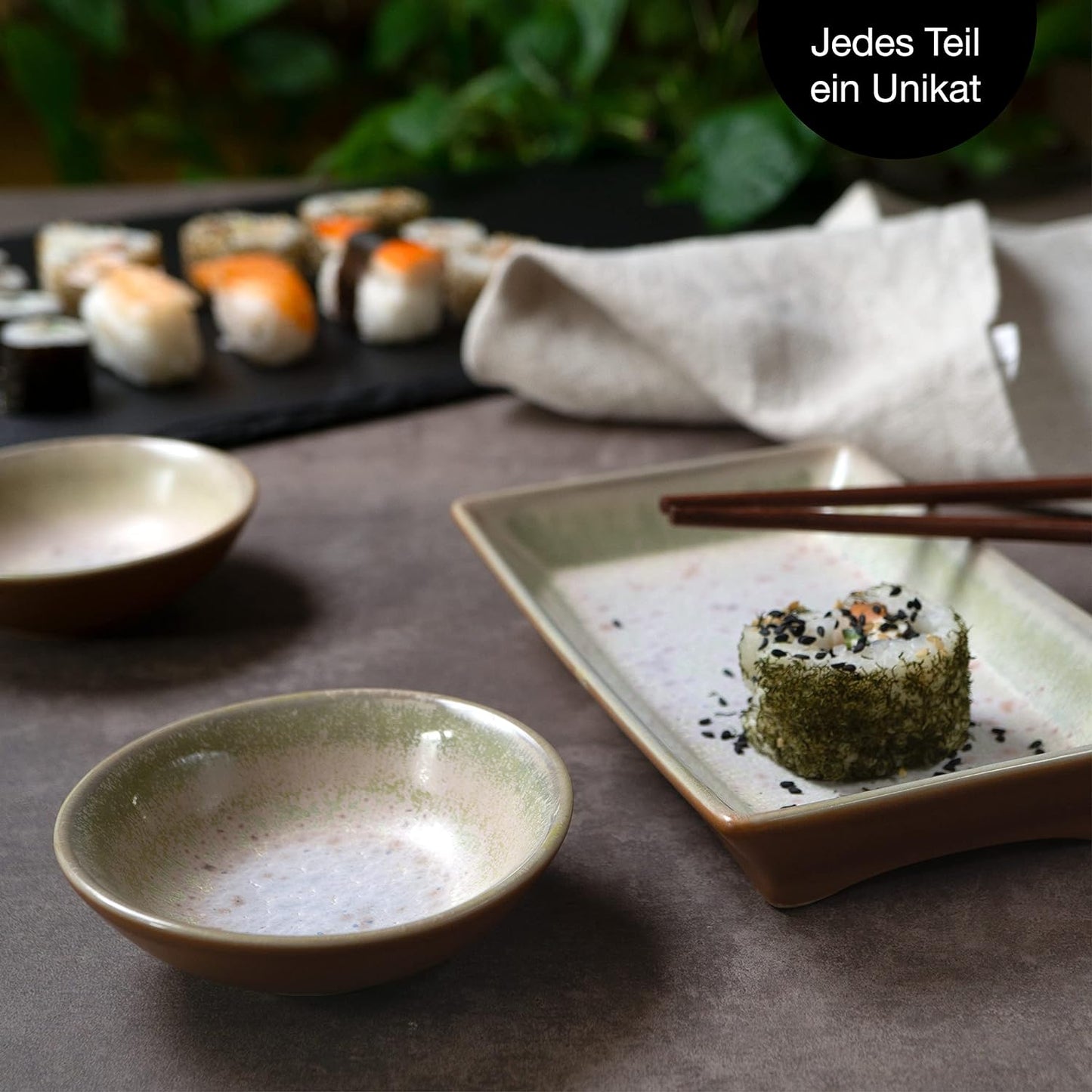 4-tlg. Sushi Geschirr Set, Beige-lila