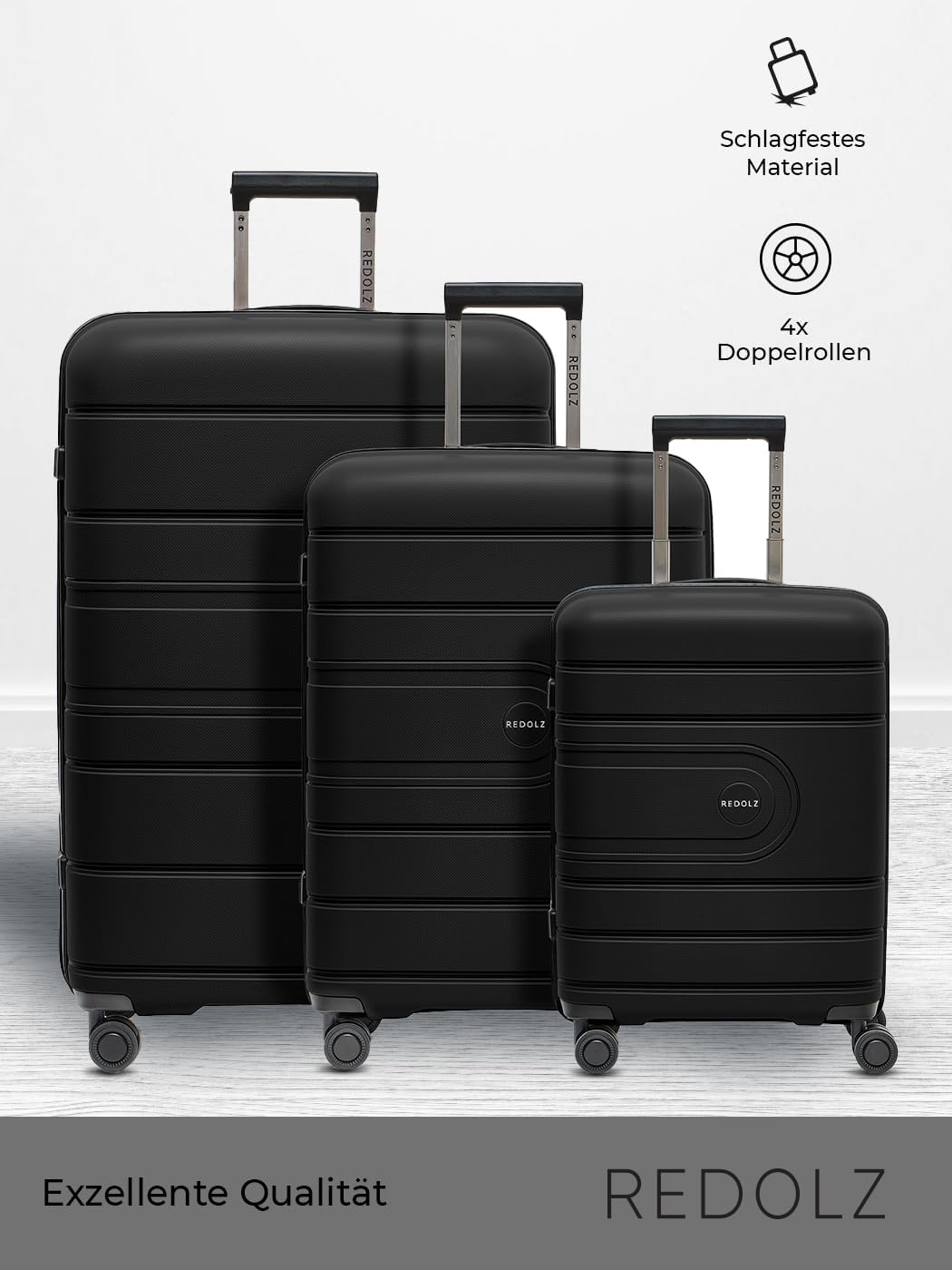 Essentials 11 3-SET 4 Rollen Kofferset 3-teilig, Schwarz Kofferset (3-teilig)
