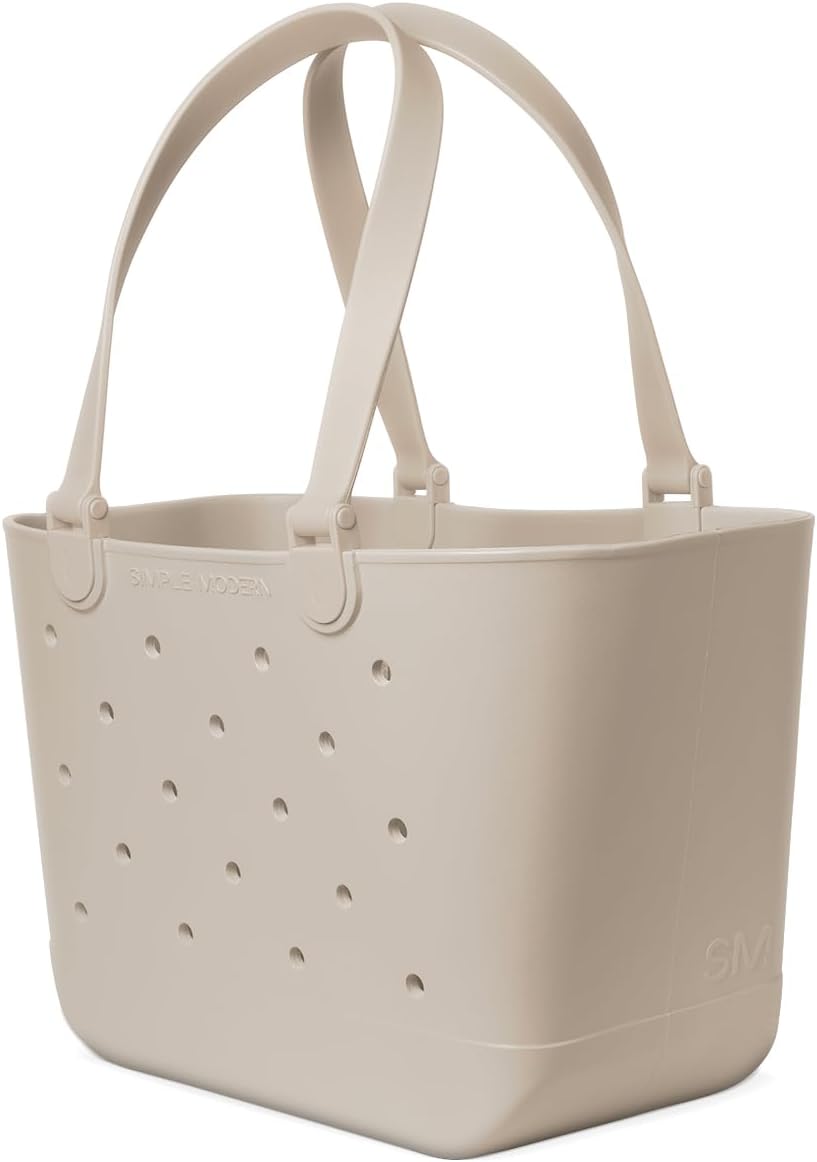 Grosse Strandtasche mit Reissverschlussfach, L Almond Birch