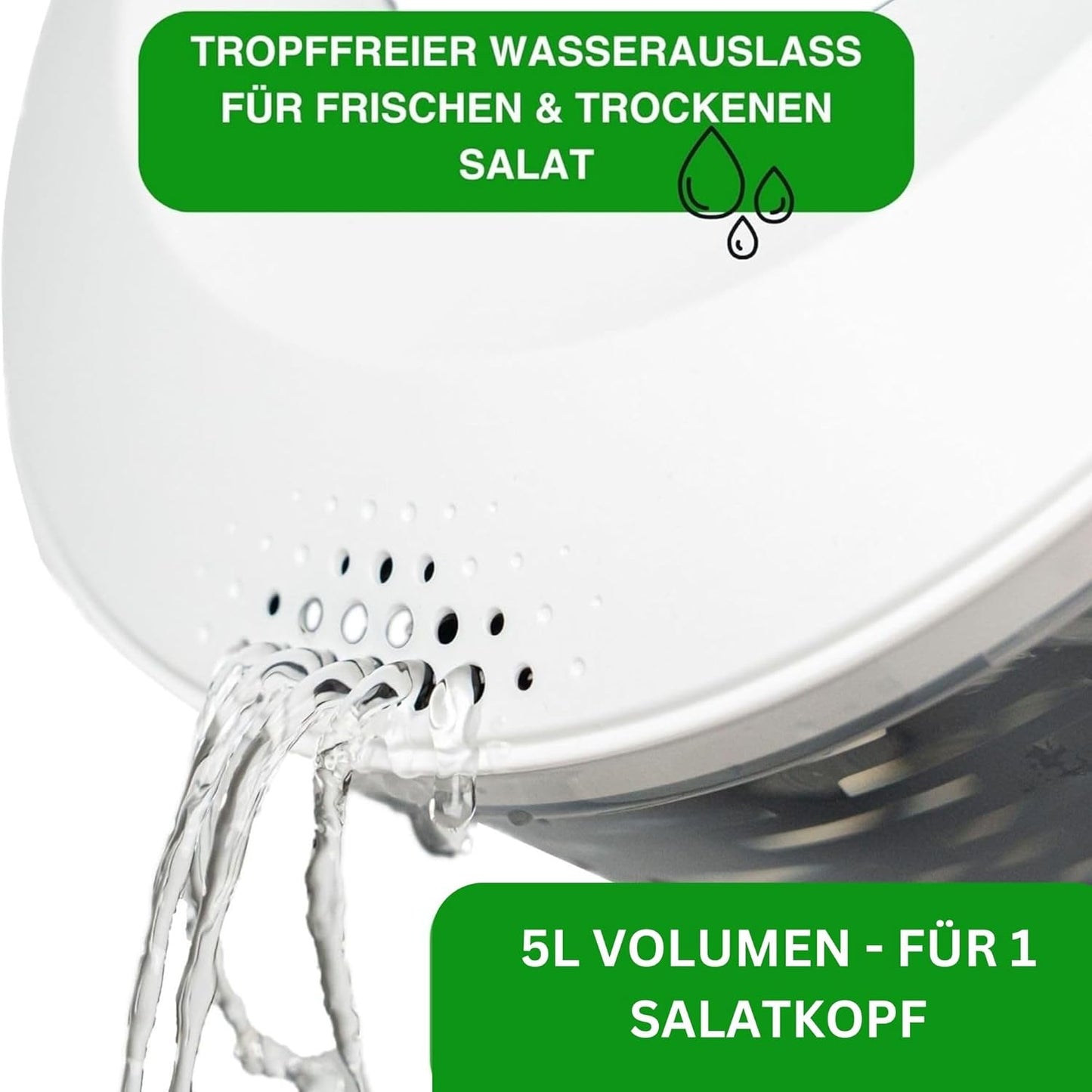 Salatschleuder mit Dressing Shaker, Salatschleuder Schwarz 5L mit Dressing Shaker