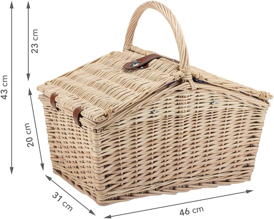 Picknickkorb für 4 Personen, Beige - Blau