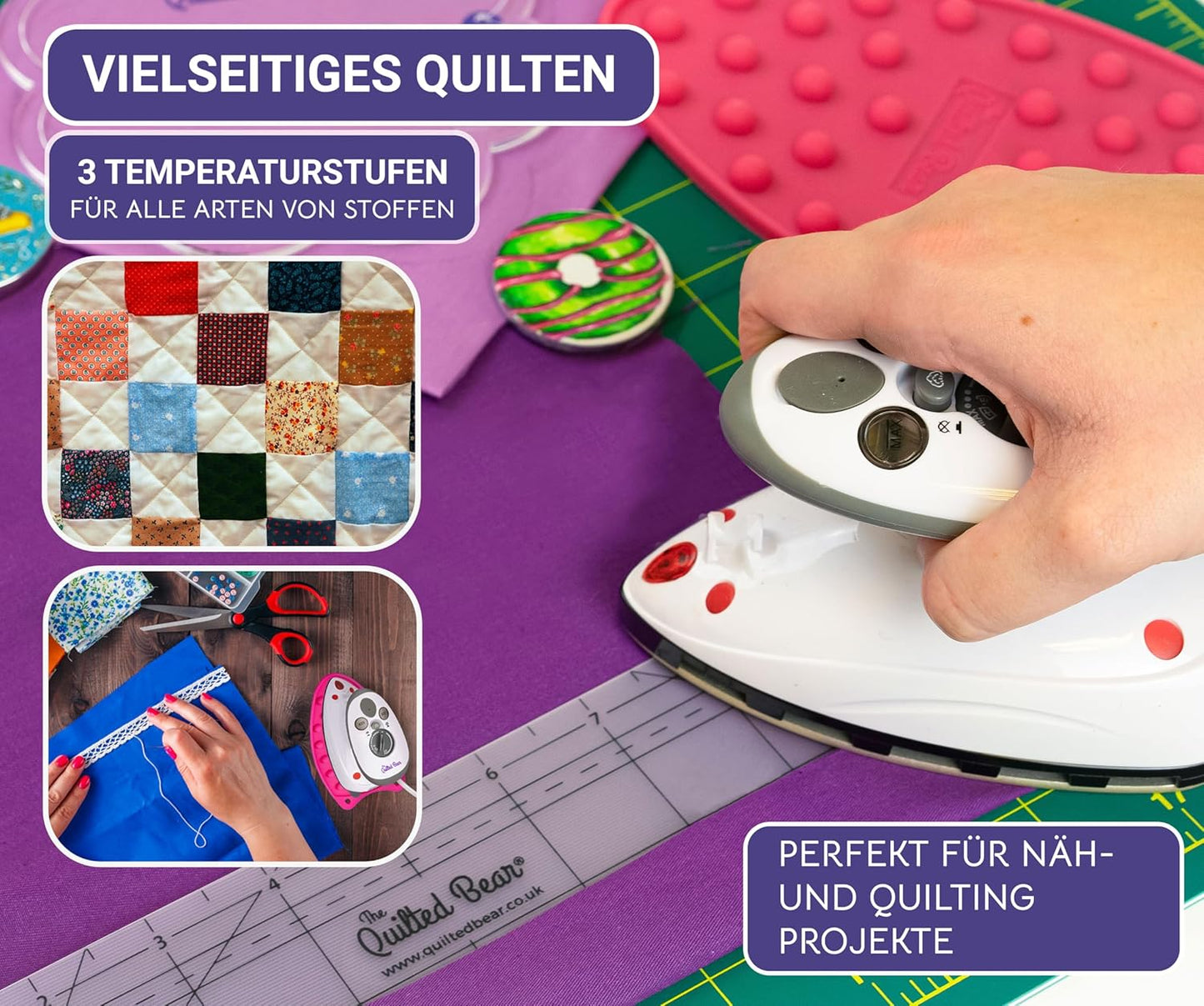 Reisebügeleisen, Mini Fer - Fer avec boîtier Rosa