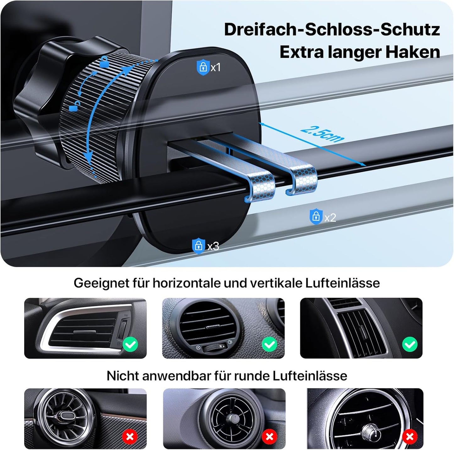 Auto-Handyhalterung mit Saugnapf, 3in1