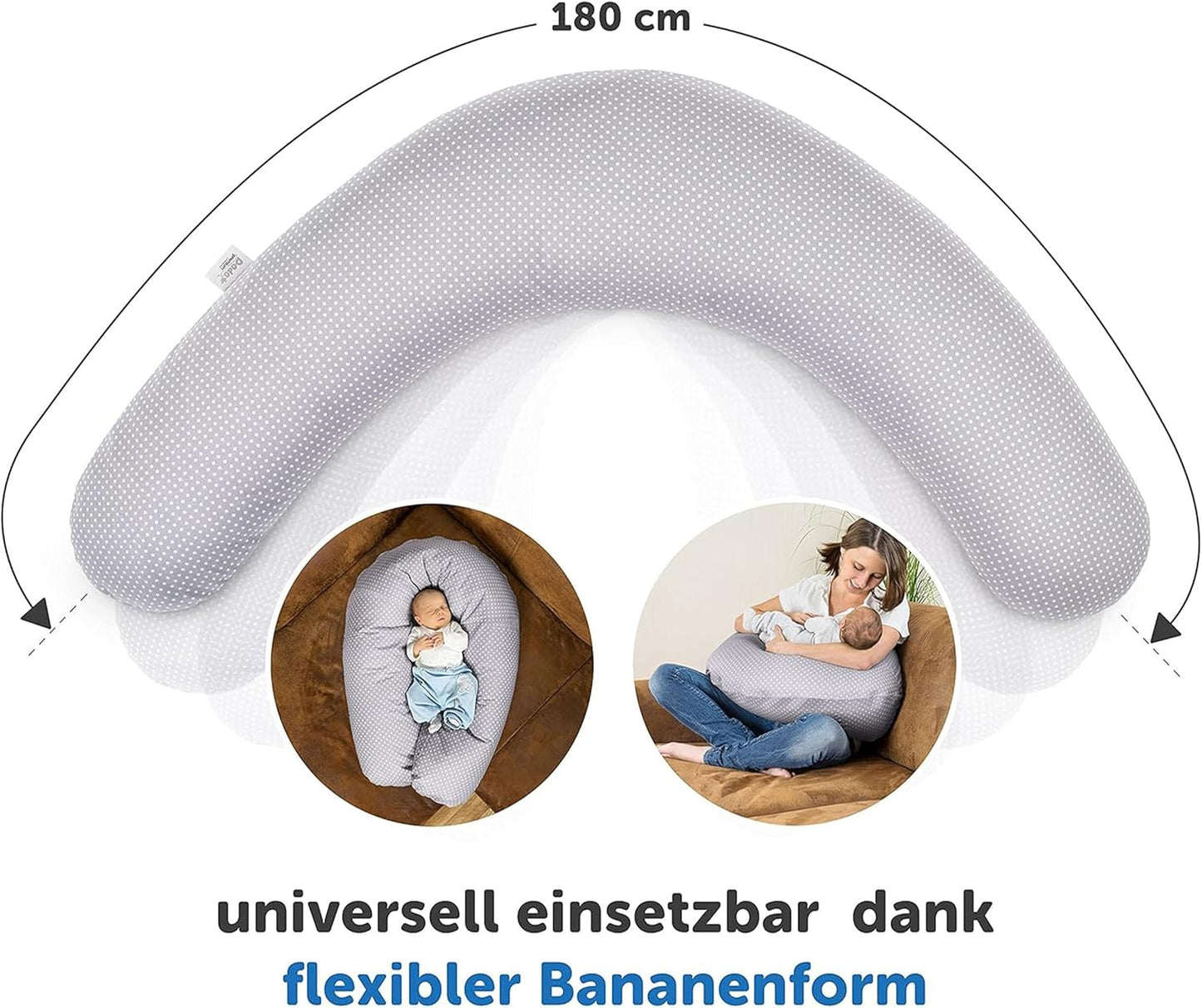 Still- und Schwangerschaftskissen Dodo Pillow, Punkte Grau