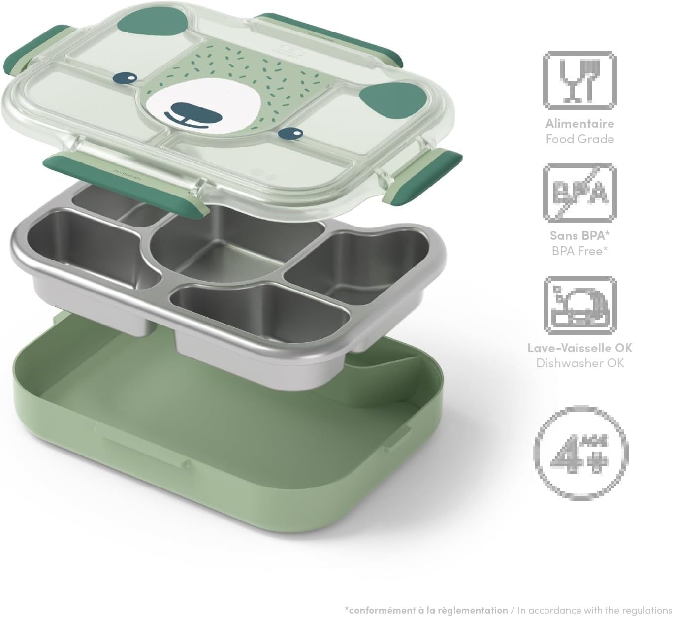 Wonder - Kinder-Lunchbox, Grün Bear Bento only