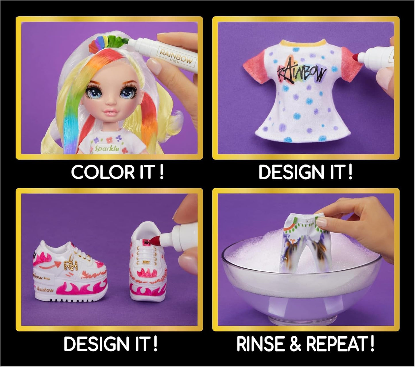 DIY Modepuppe Color & Create mit blauen Augen, Series 1, Blue,green,orange,purple,red,white