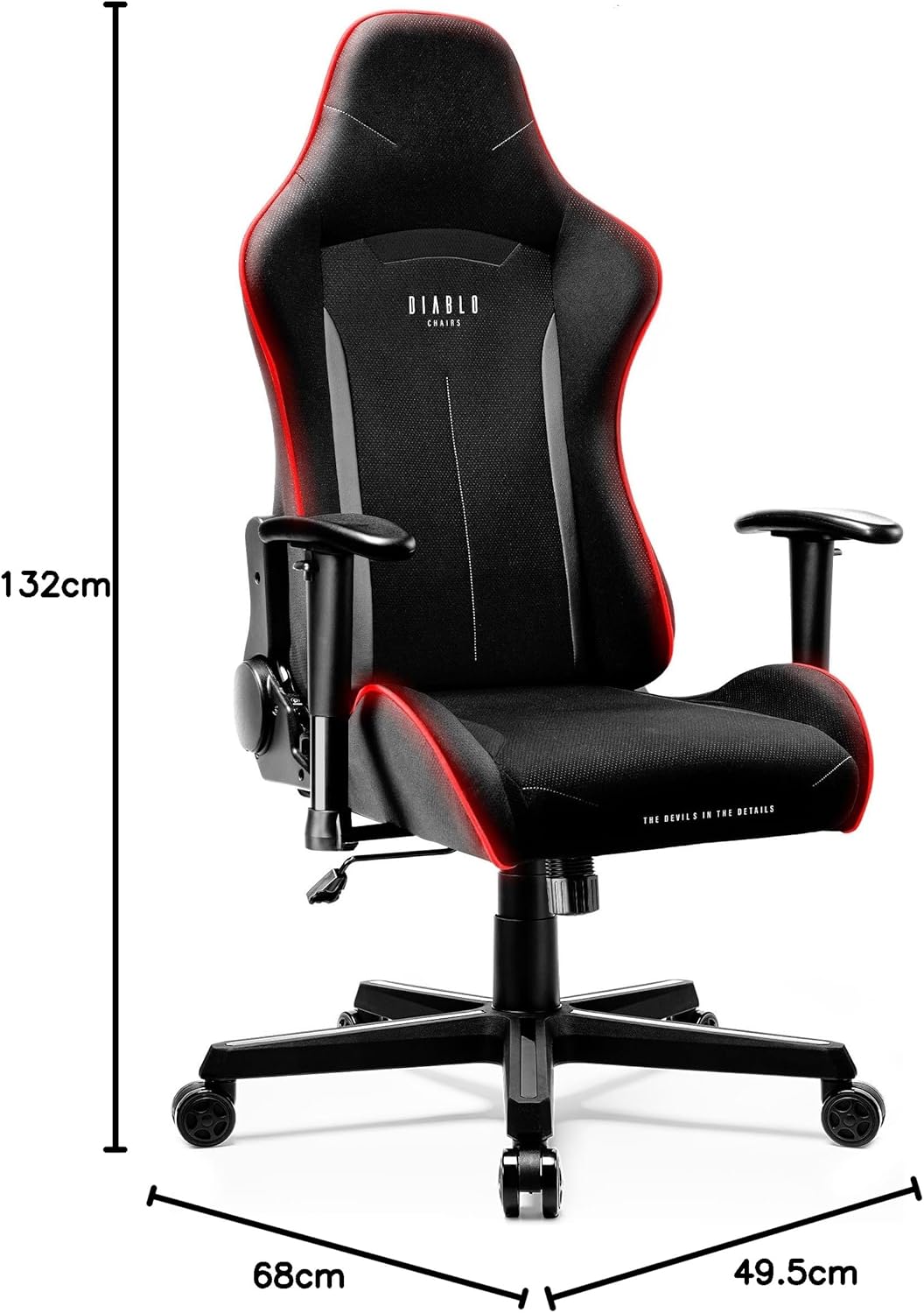 Gamer Stuhl X-Starter mit Kippmechanismus, Schwarz (Led) 132 cm x 68 cm x 49.5 cm