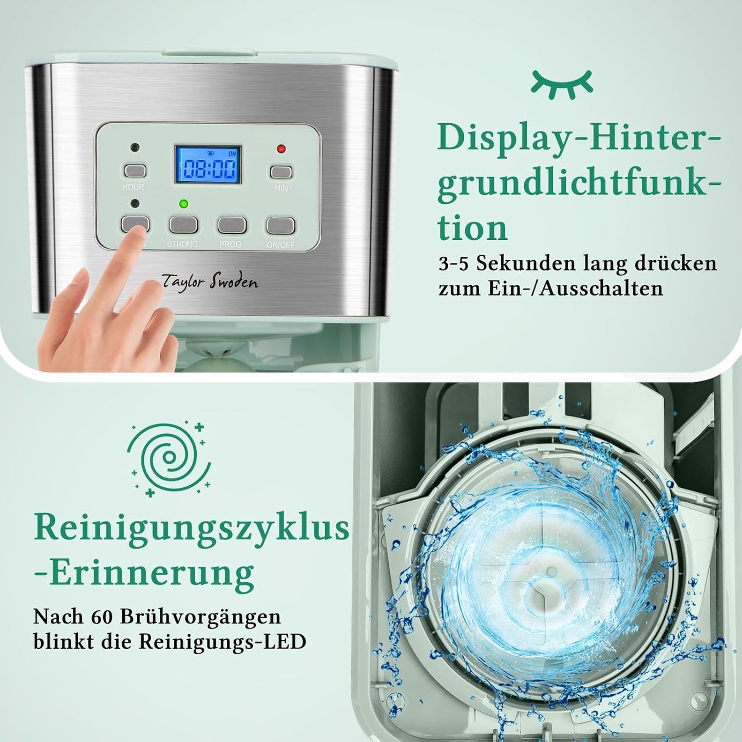 Kaffeemaschine mit Timer und Abschaltautomatik, Grün