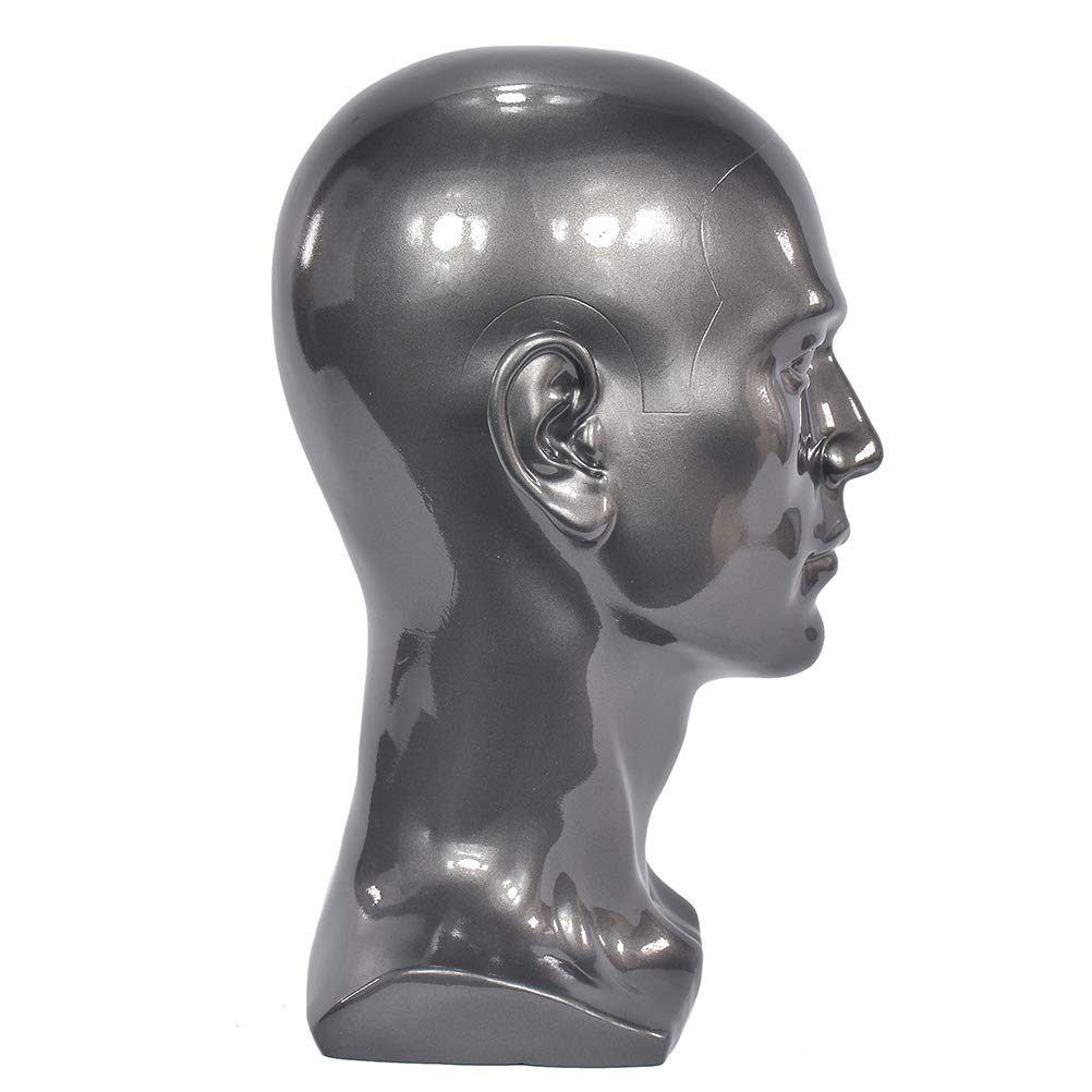 Männlicher Schaufensterpuppenkopf, Helles Schwarz PVC