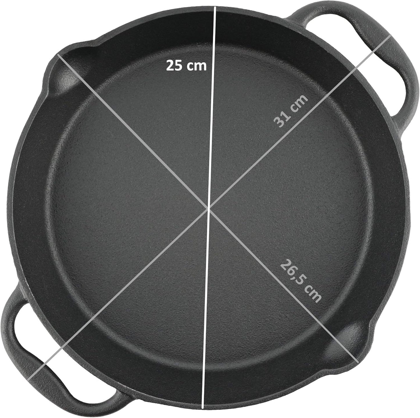 Grillpfanne mit Ausgiesser aus Gusseisen, Ø 25 cm