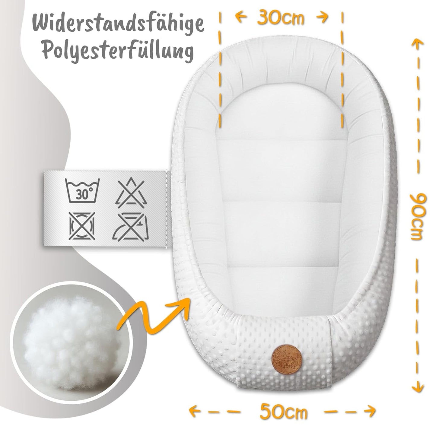 Babynestchen mit waschbarem Bezug, Teddybären 90x50 cm (1er Pack)