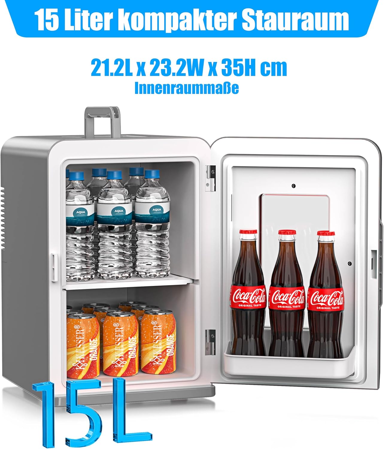 2in1 Mini Kühlschrank mit Kühl- und Heizfunktion, 15L Dunkelgrau